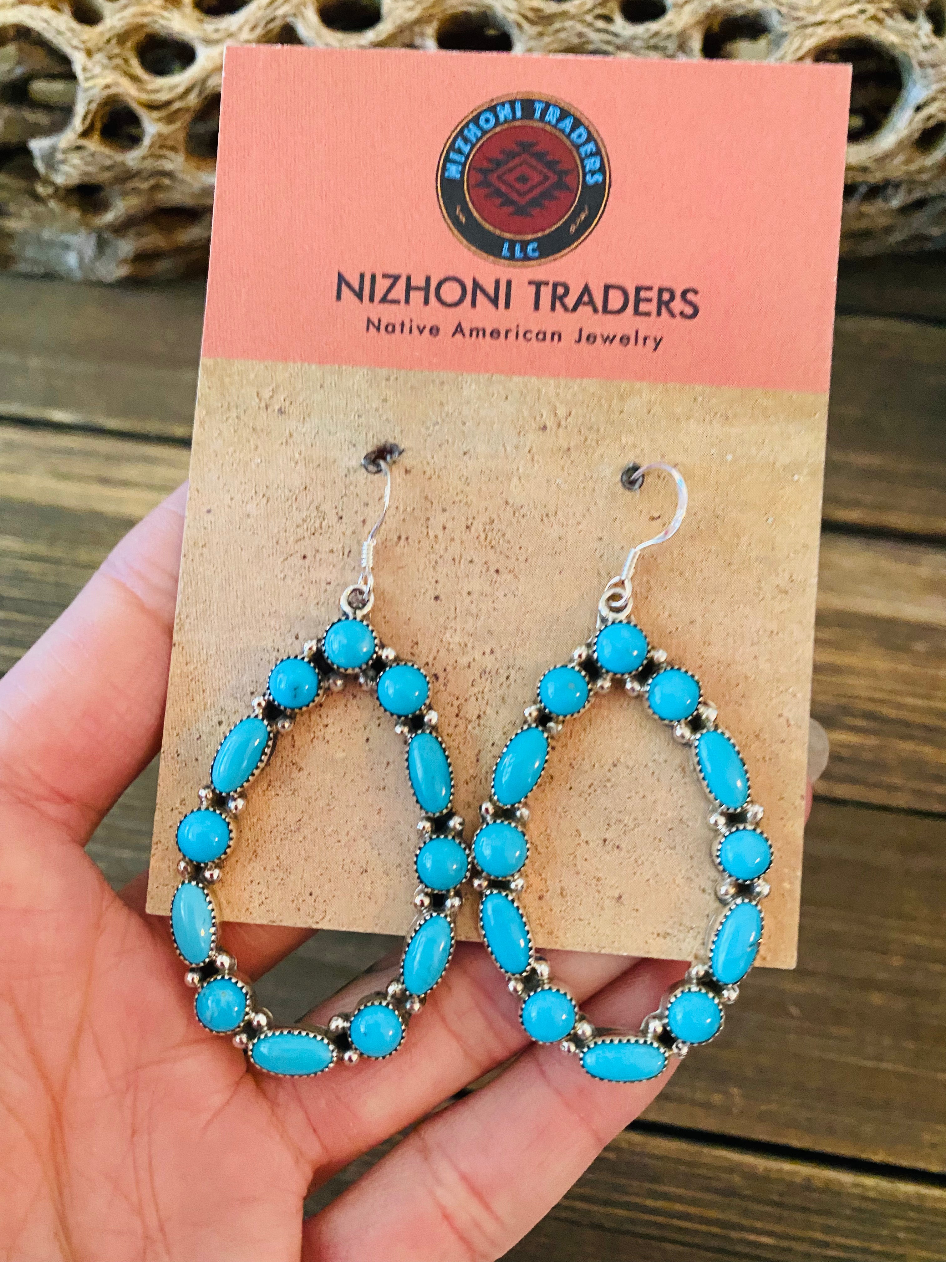 Handcrafted Sleeping Beauty Turquoise & Sterling Silver Dangle Earrings