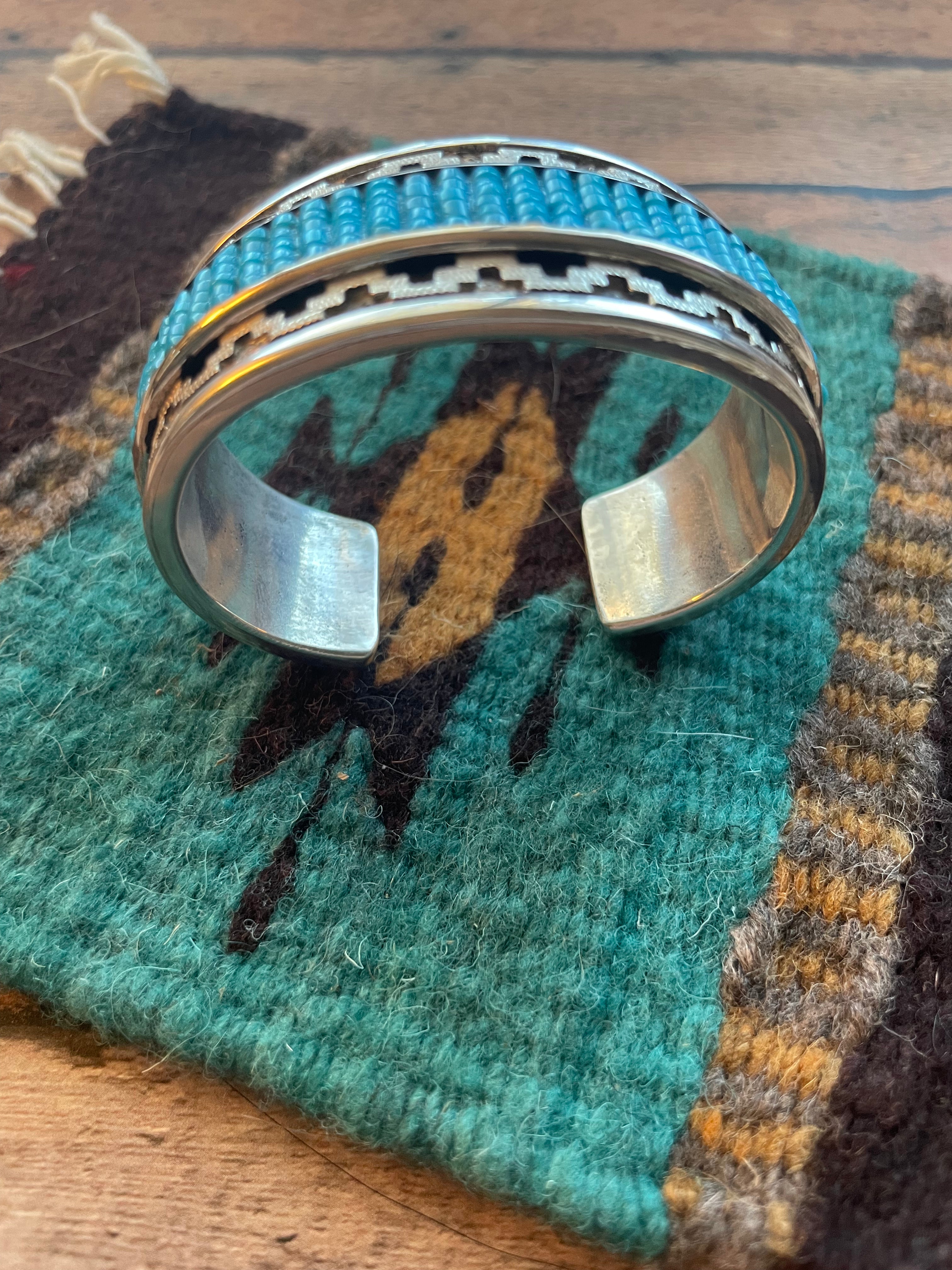 Rare Dan Jackson Sterling Silver & Turquoise Cuff Bracelet Signed /