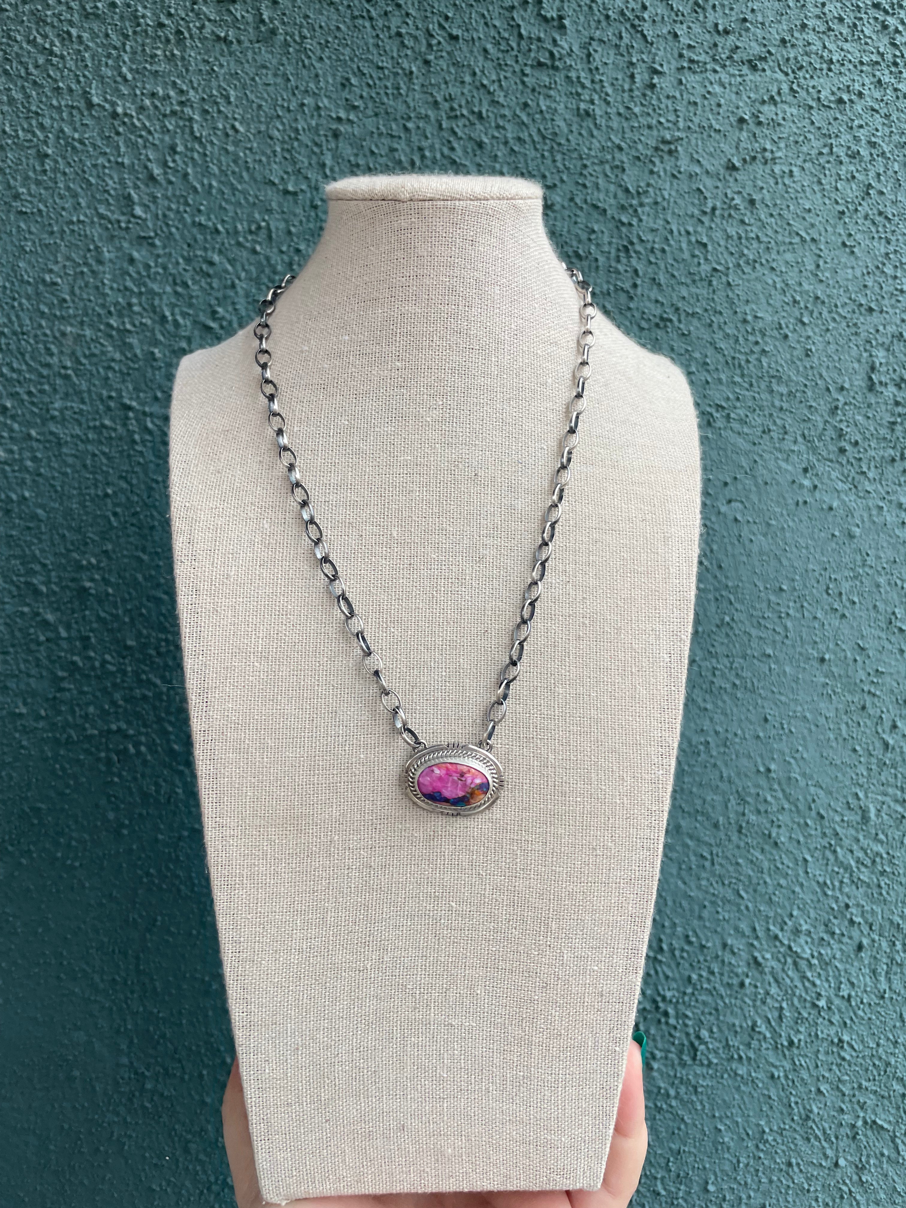 Sterling Silver & Pink Dream Mojave Necklace Signed