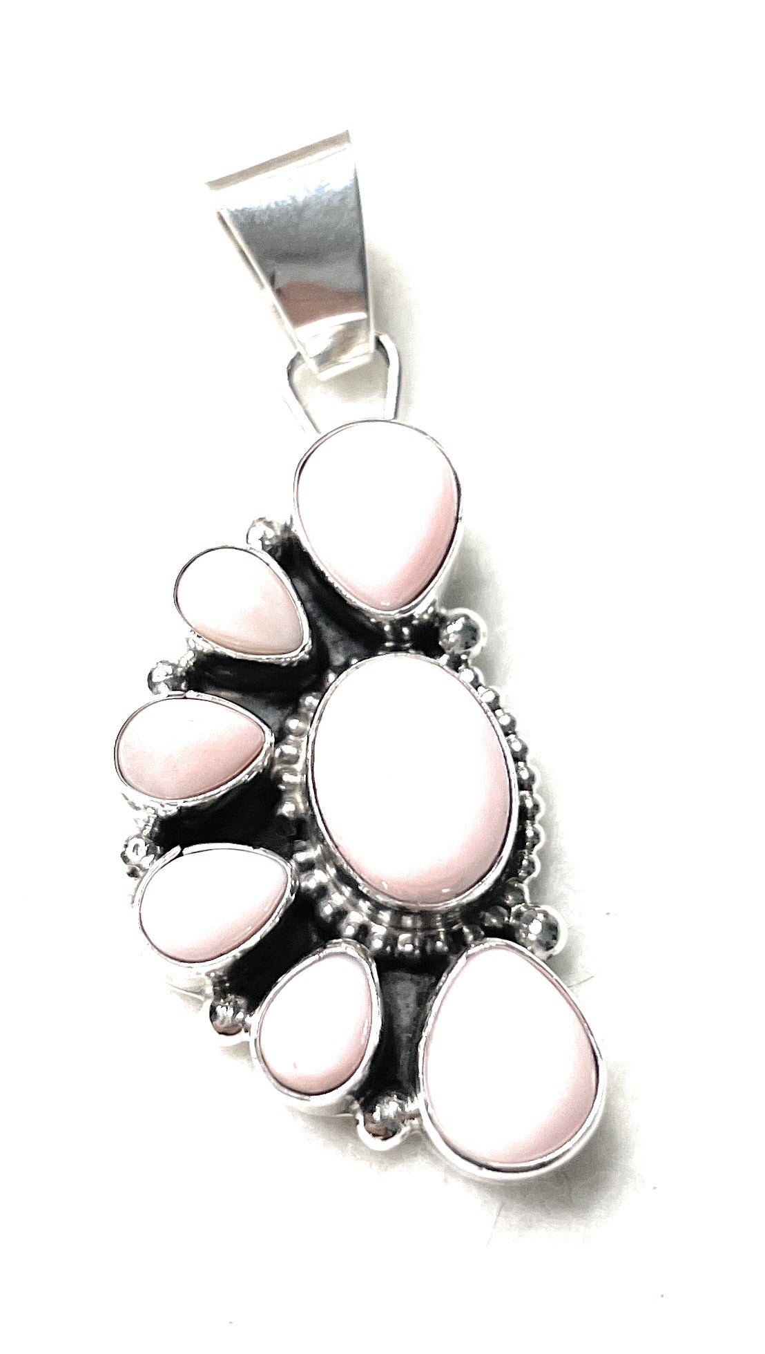 Handcrafted Queen Pink Conch Shell And Sterling Silver Pendant Signed Sheila