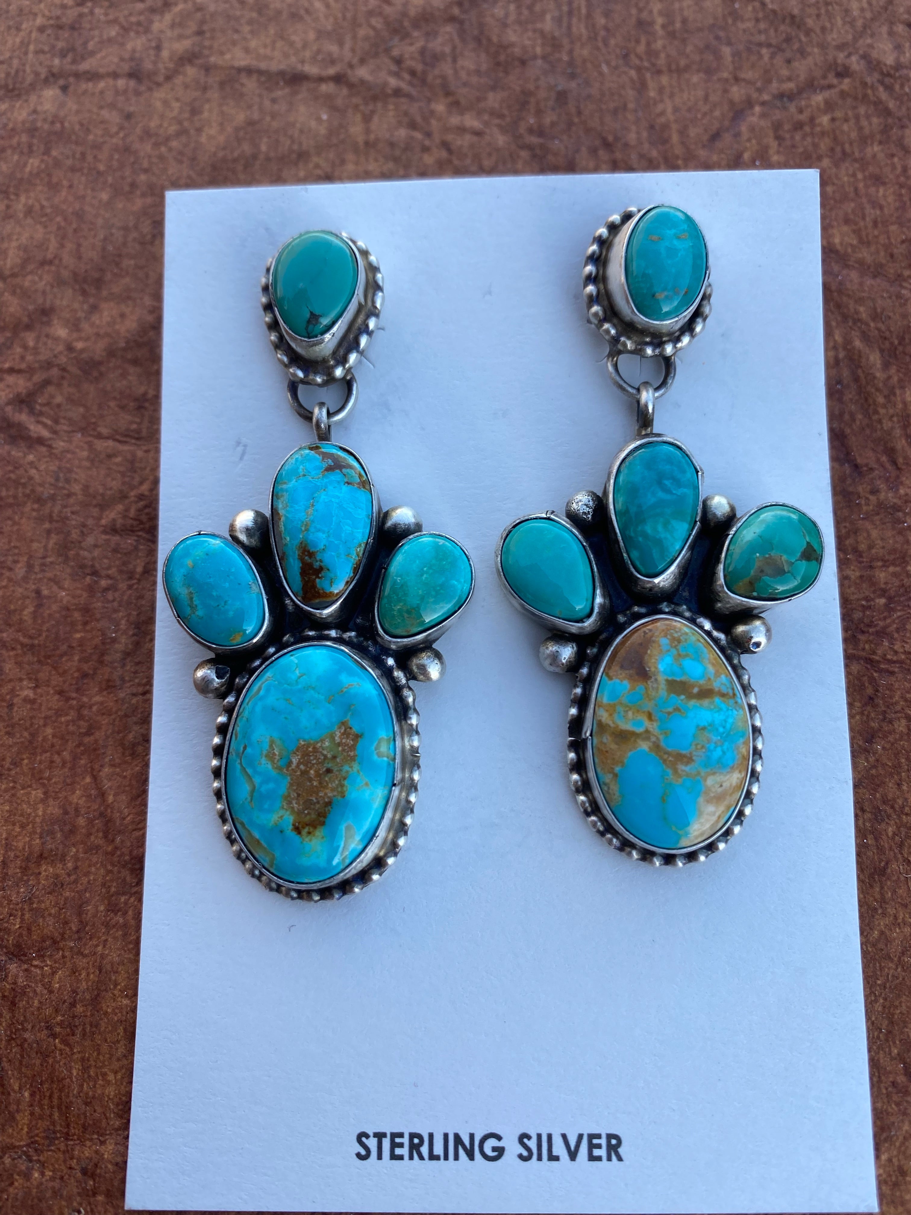 Handcrafted Royston Turquoise dangles by Sheila Becenti