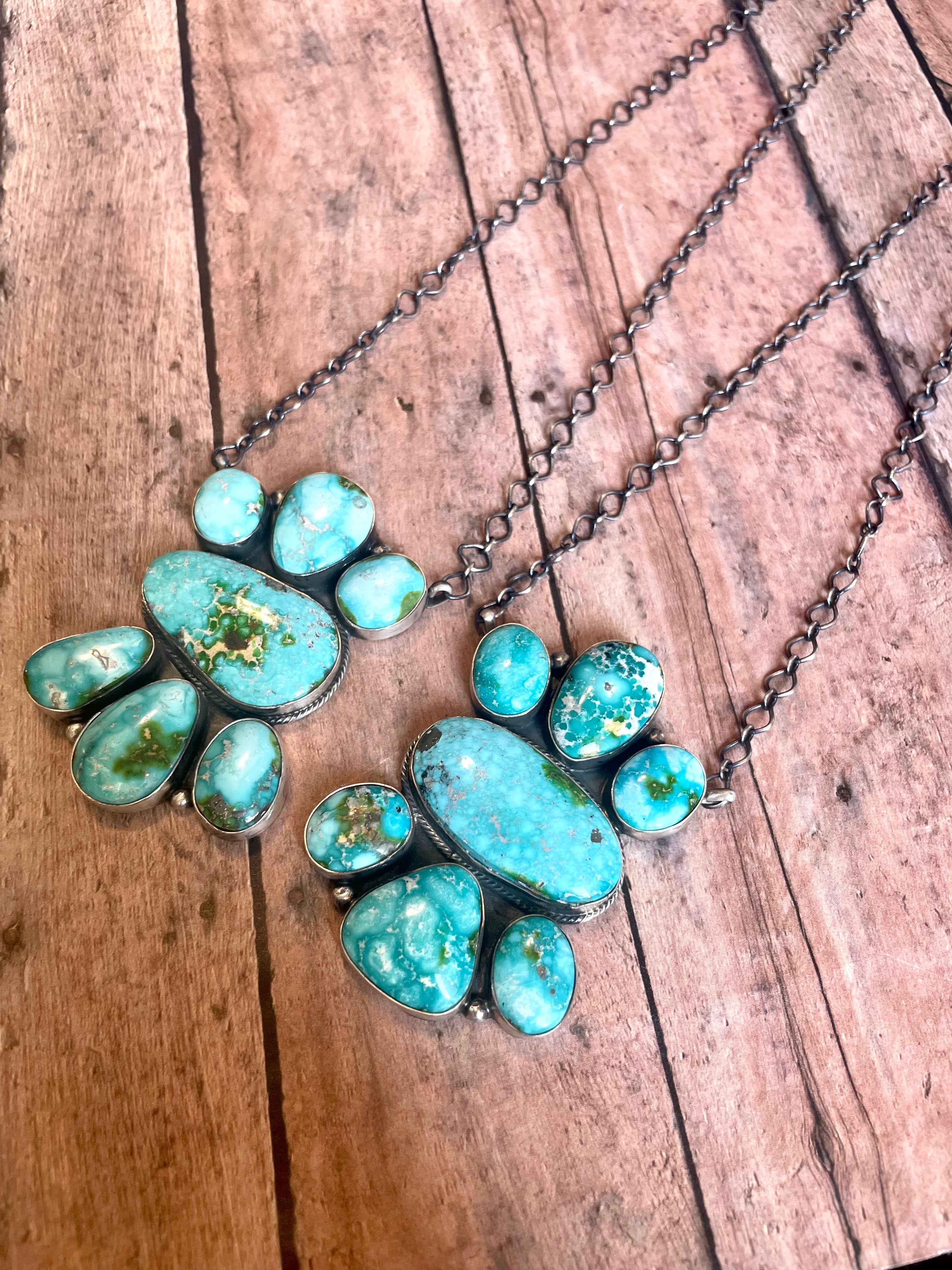 Handcrafted Turquoise & Sterling Silver Necklace Signed