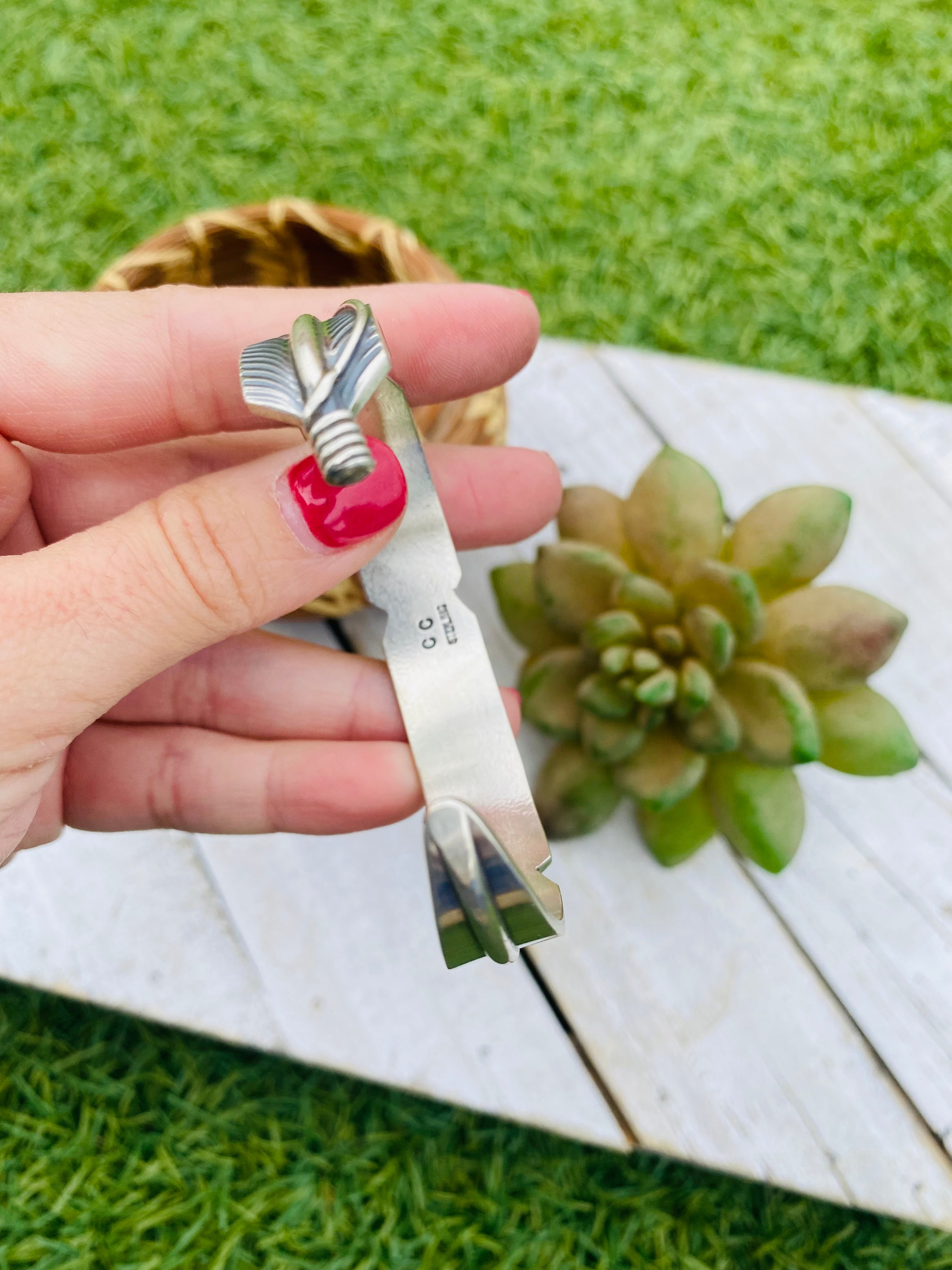 Handcrafted Sterling Silver Hand Crafted Feather Cuff Bracelet