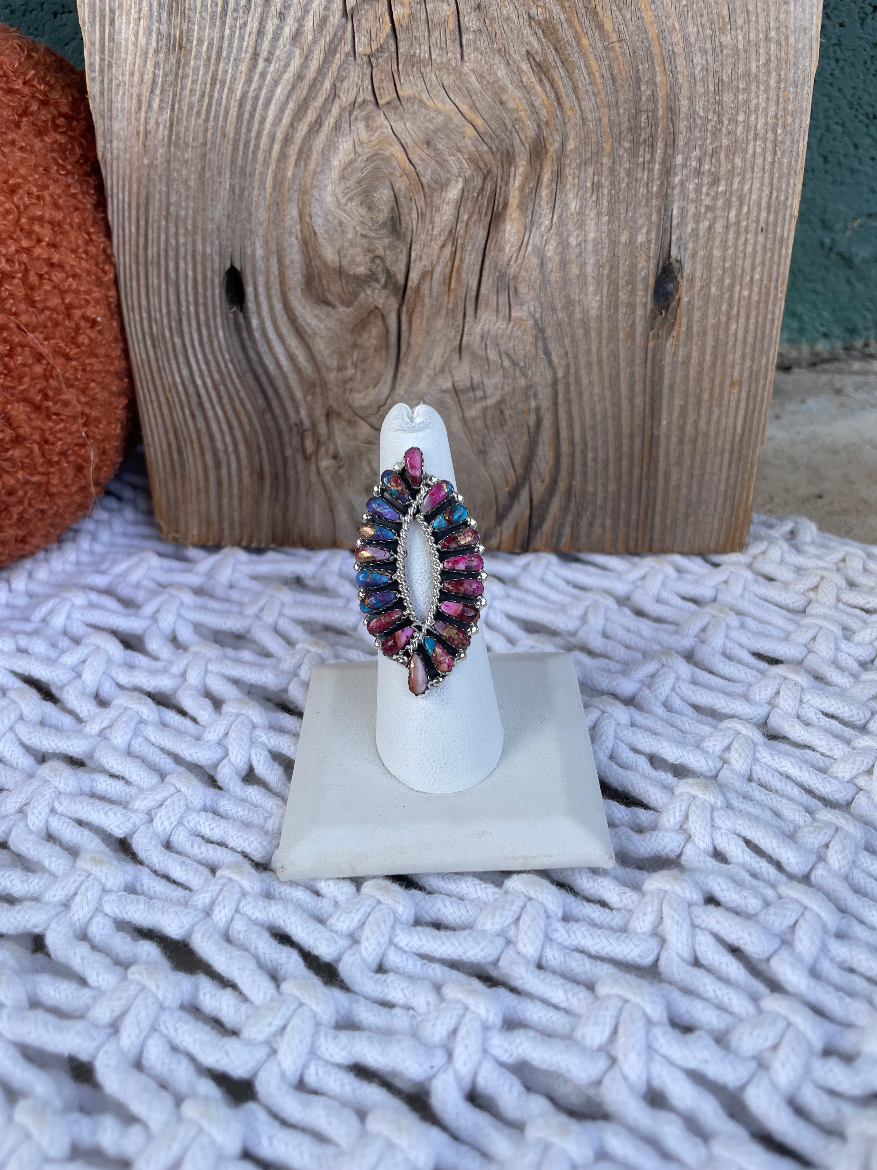 Handcrafted Double Swirl Purple Dream Sterling Silver Ring Signed