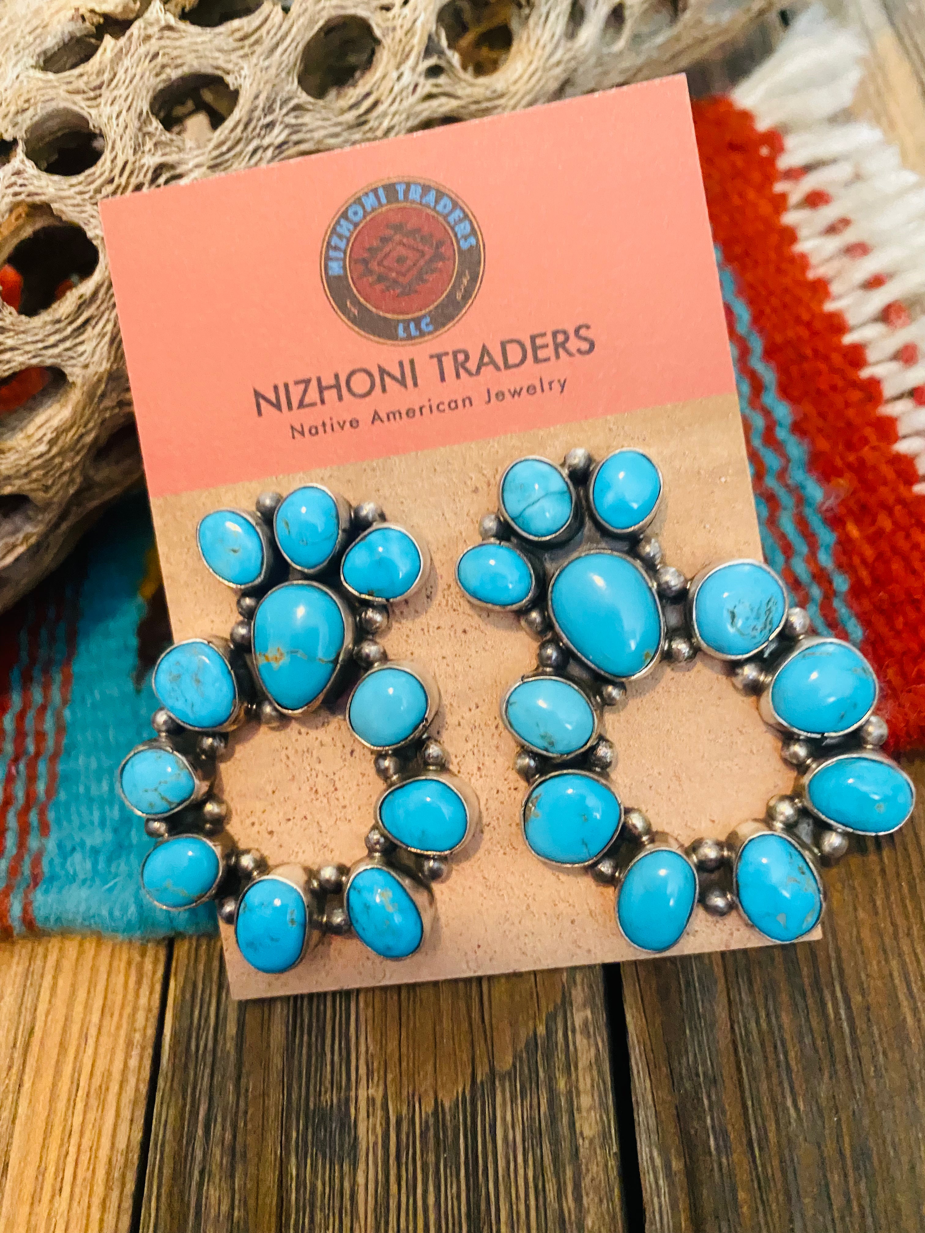 Handcrafted Sleeping Beauty Turquoise & Sterling Silver Dangle Earrings