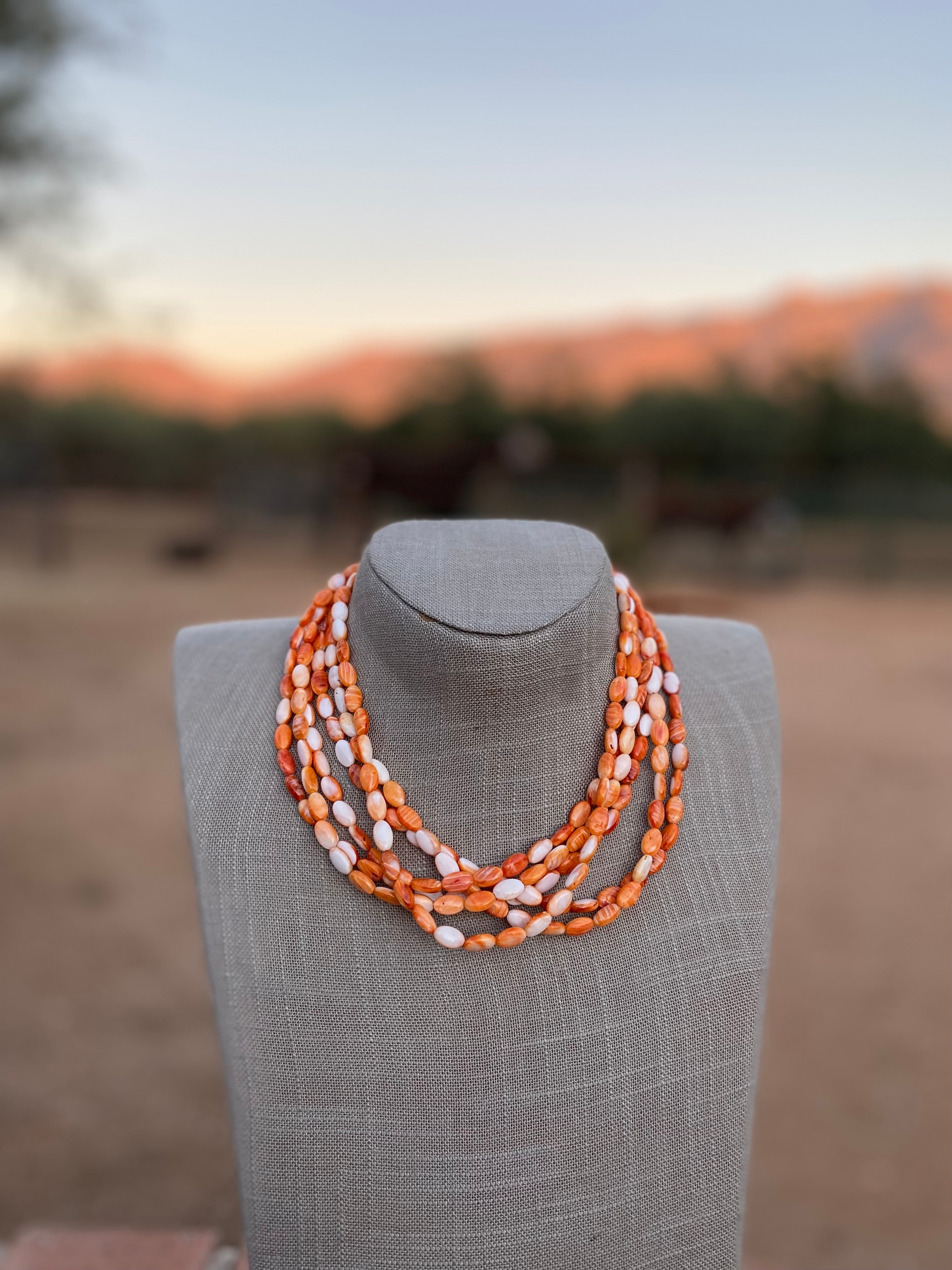 Handcrafted Spiny & Sterling Silver 16 inch Beaded Necklace