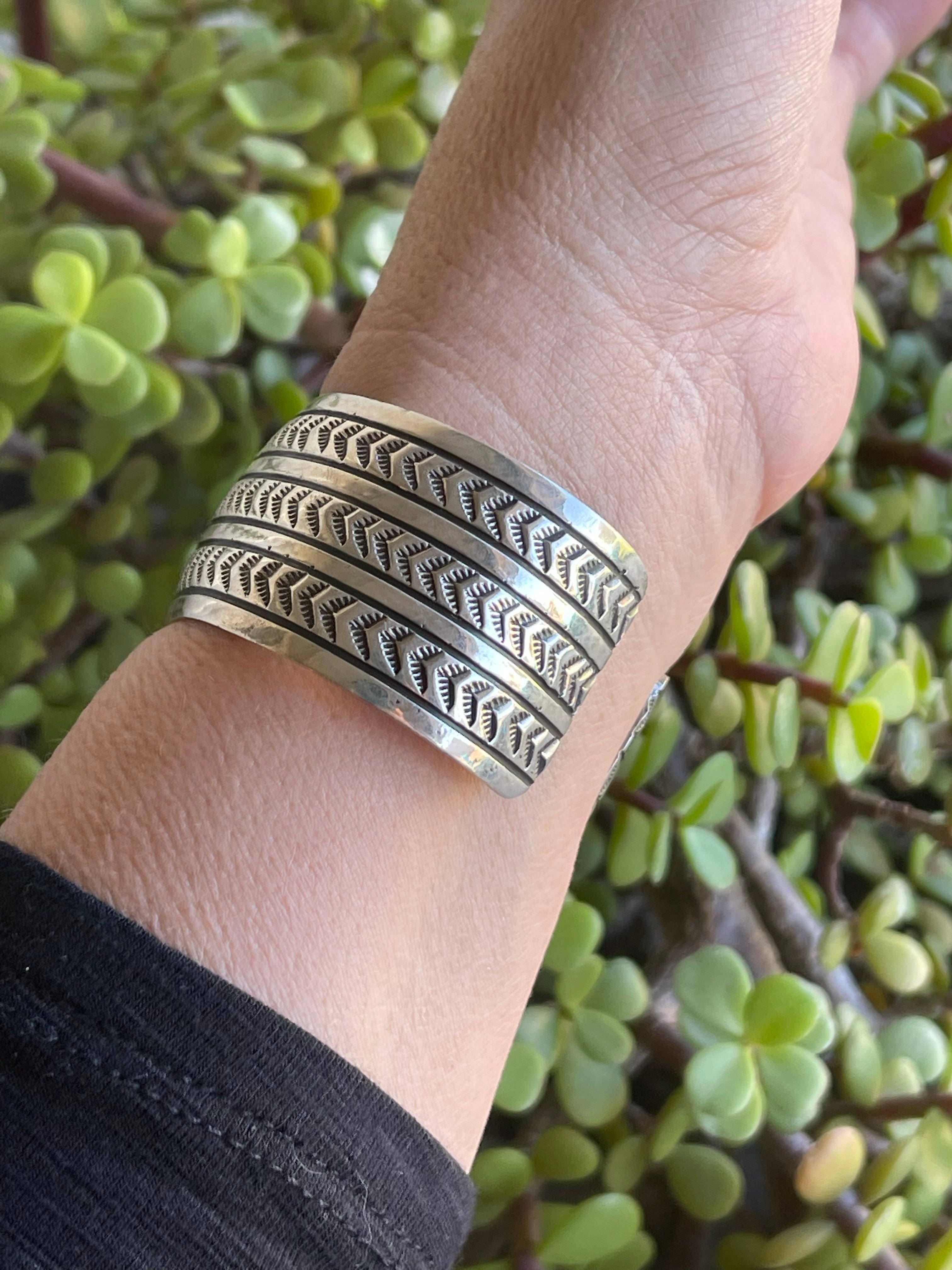 Handcrafted Sterling Silver Hand Stamped Southwest Bracelet Cuff
