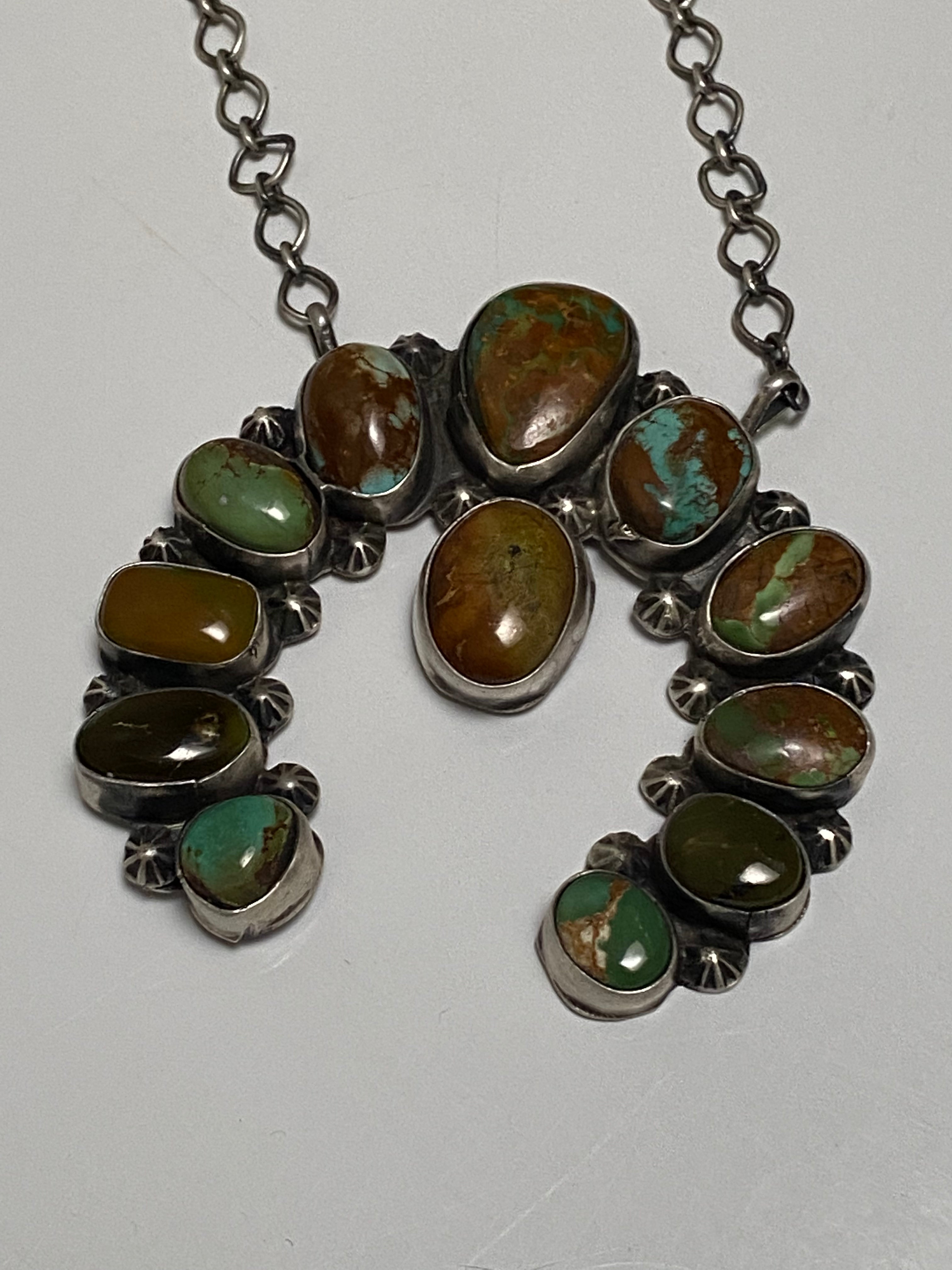 Royston Turquoise Naja Necklace By Bobby Johnson Signed