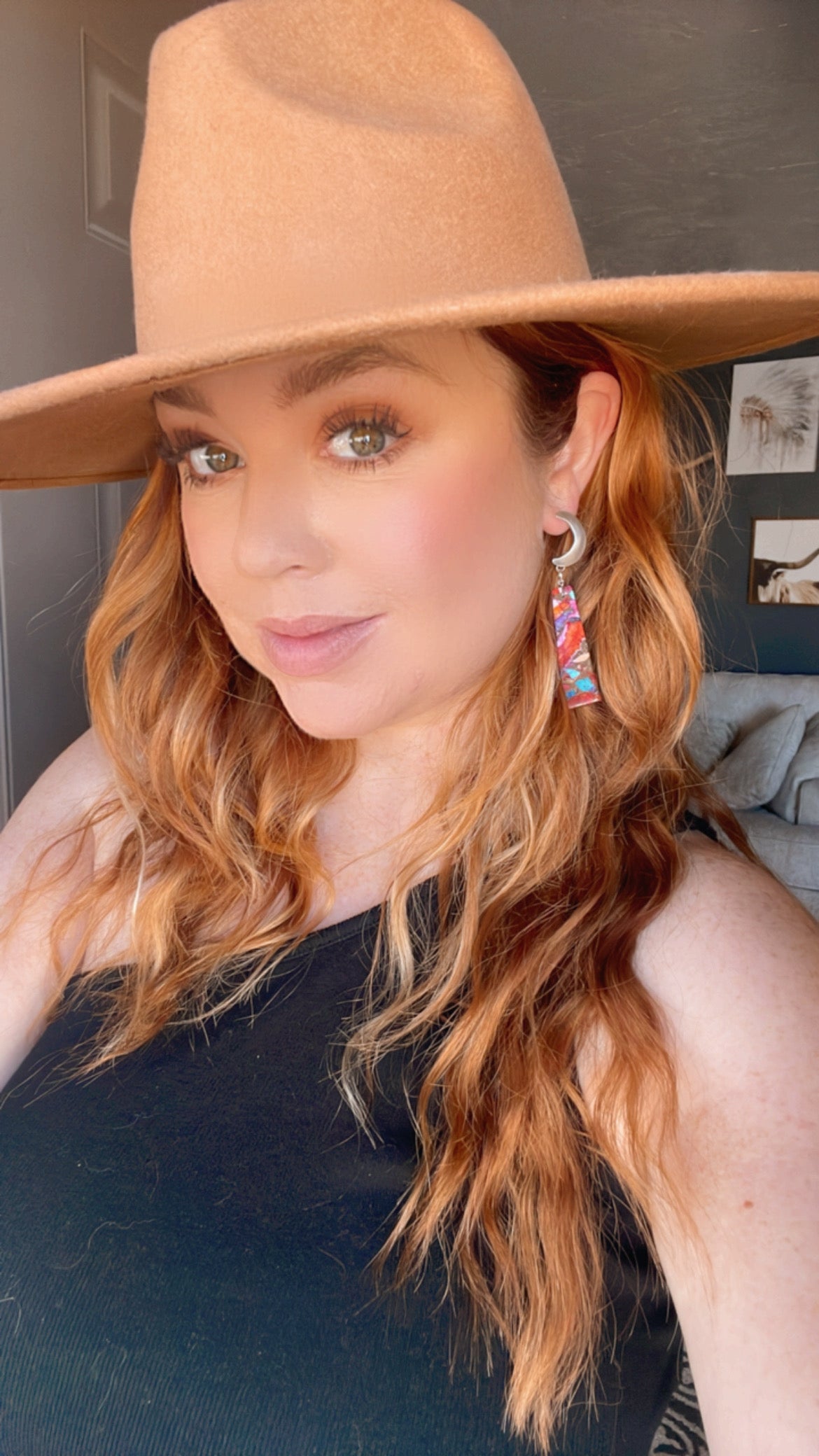 Pink Dream Mohave & Sterling Silver Moon Slab Dangles