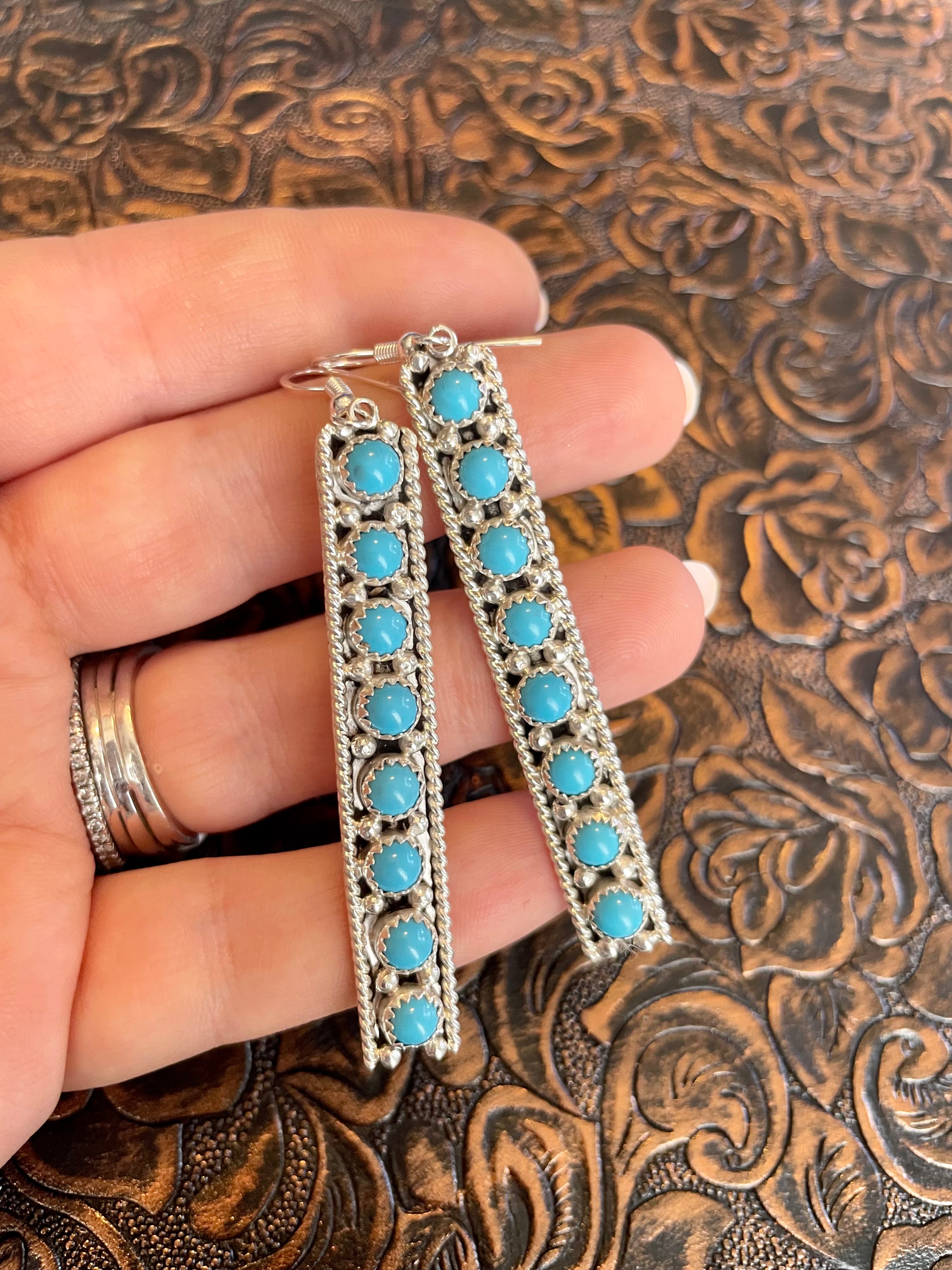 Handcrafted Sterling Silver & Turquoise Dangle Earrings