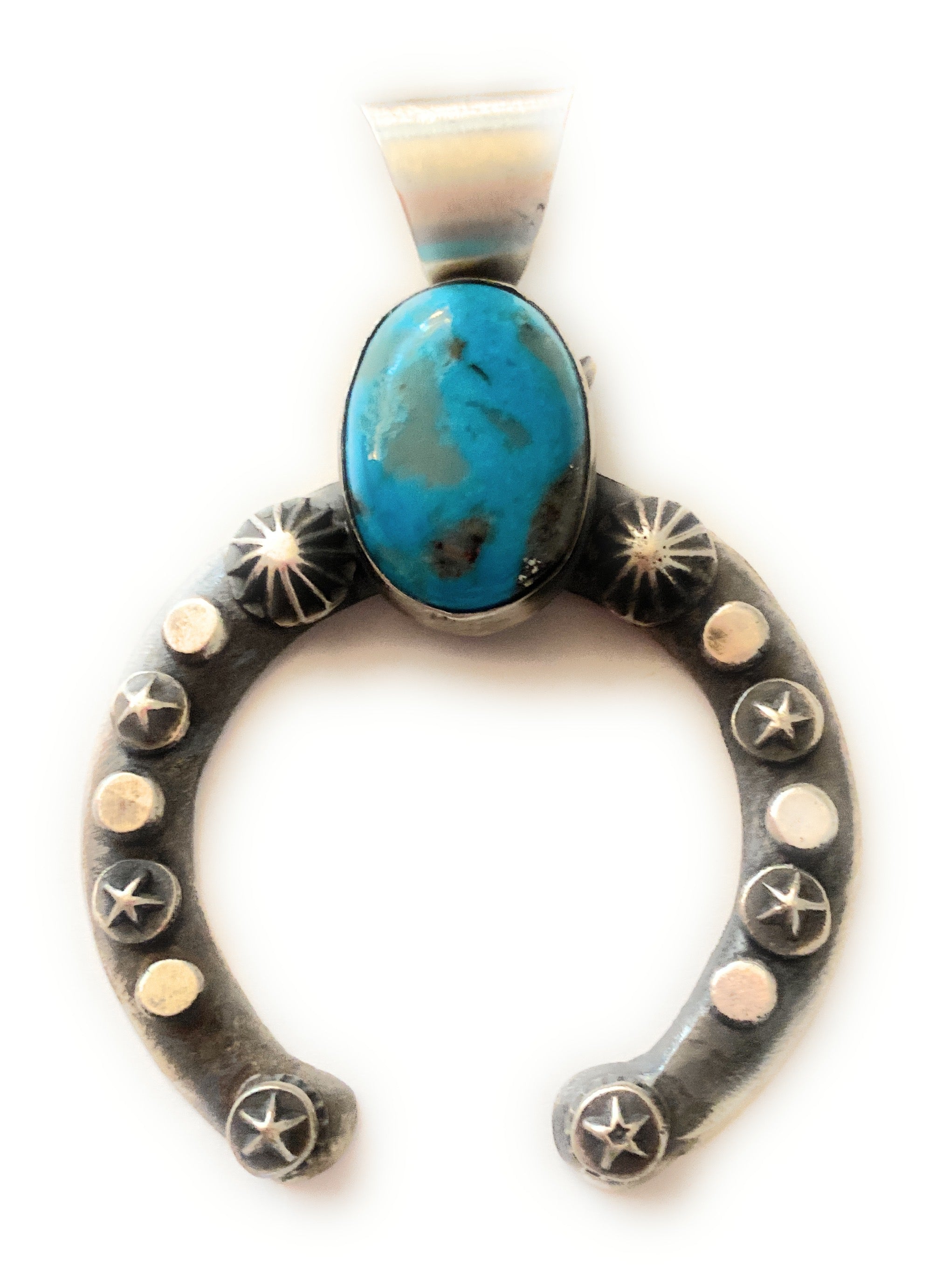 Handcrafted Sterling Silver & Turquoise Naja Pendant By Chimney Butte