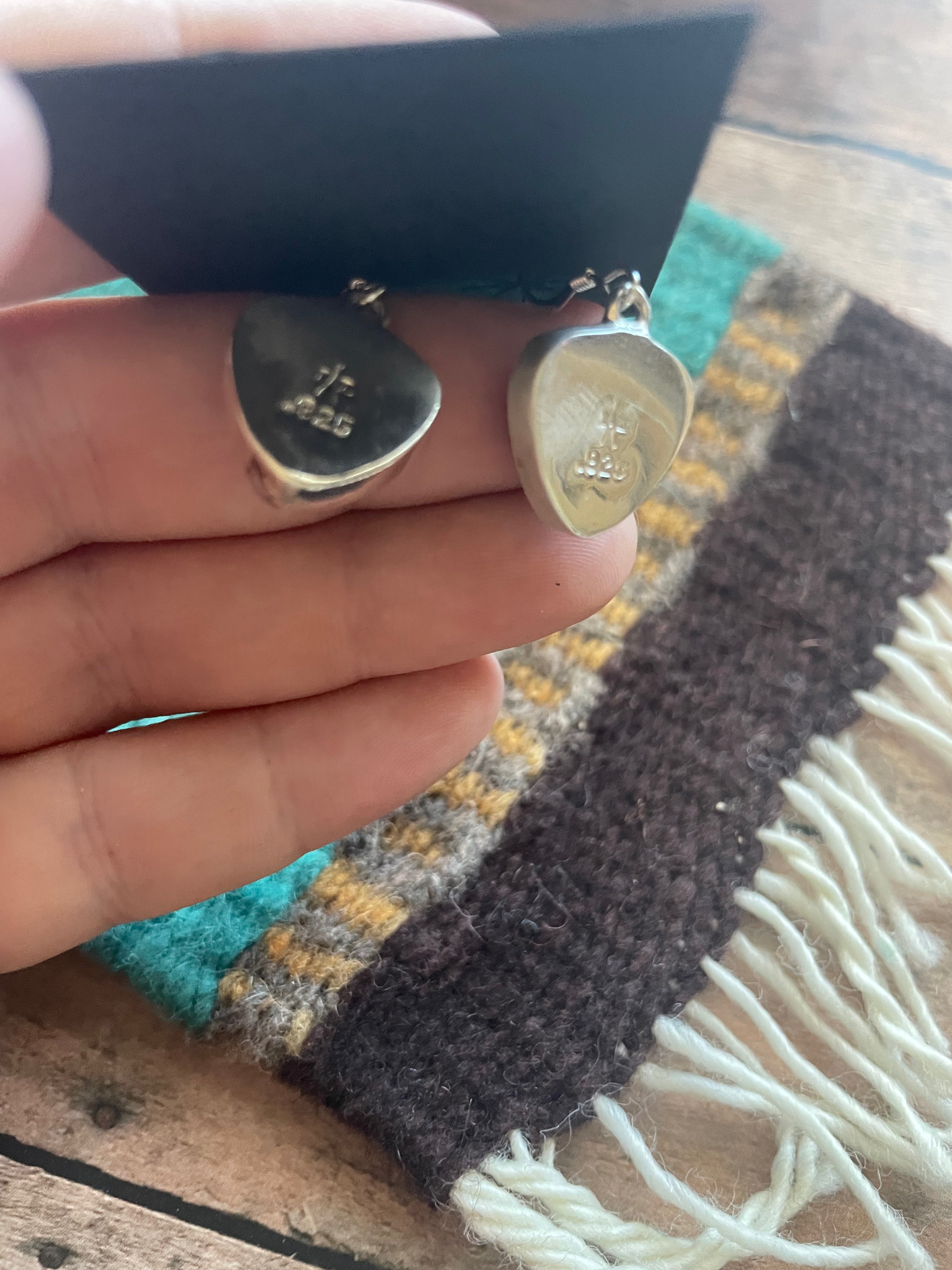 Handcrafted Blue Opal Web & Sterling Silver Dangle Earrings Signed