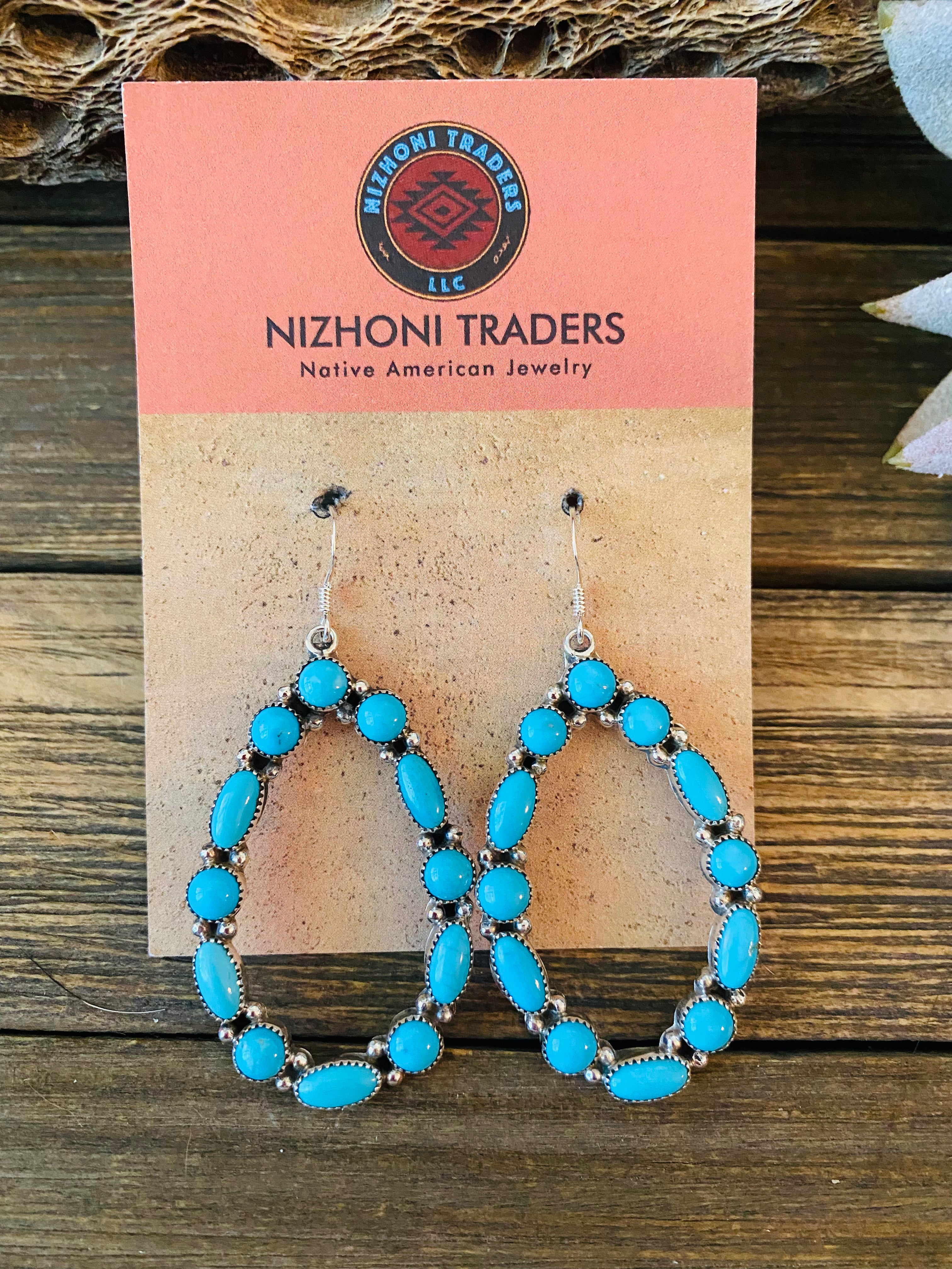 Handcrafted Sleeping Beauty Turquoise & Sterling Silver Dangle Earrings