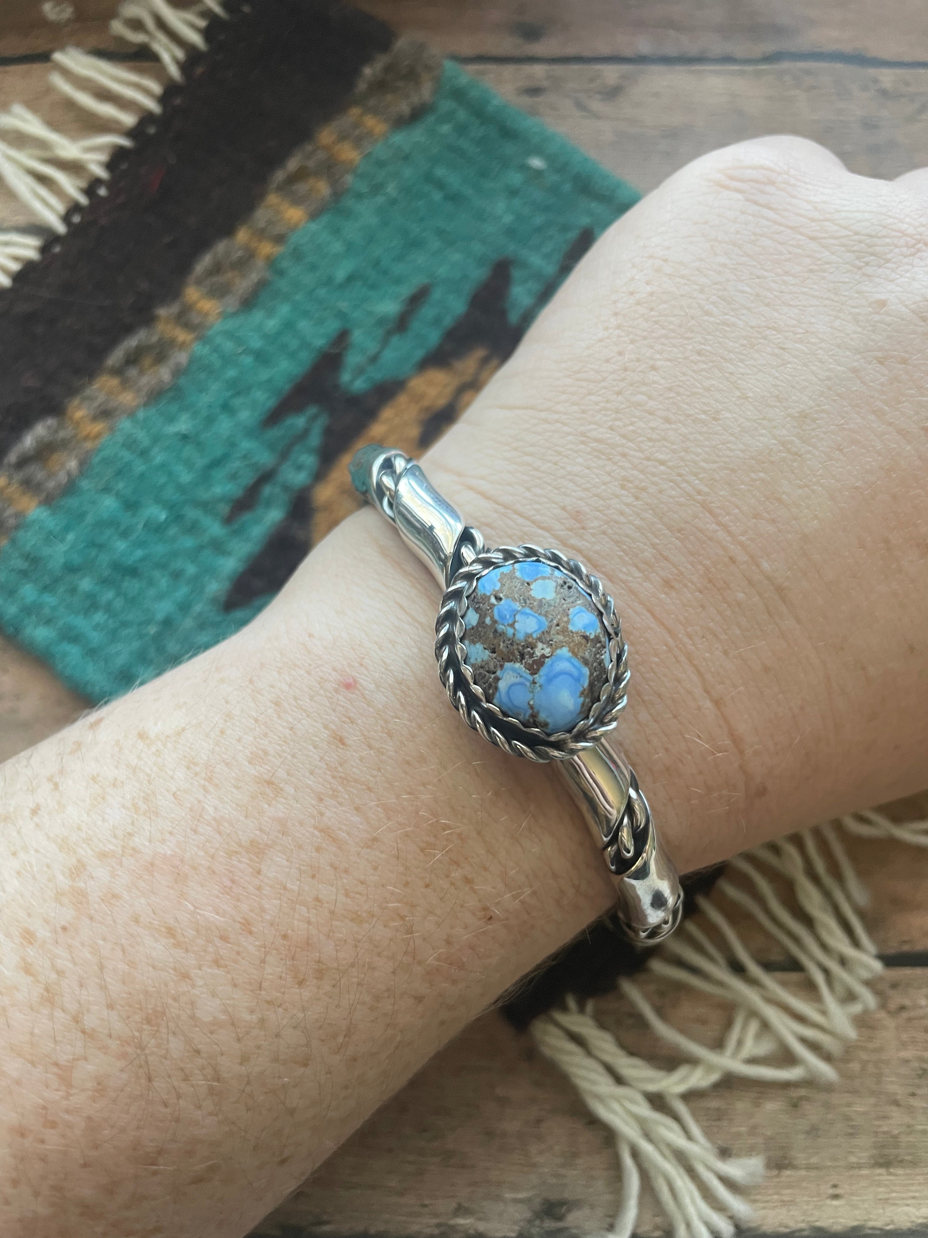 Handcrafted Golden Hills & Sterling Silver Cuff Bracelet Signed