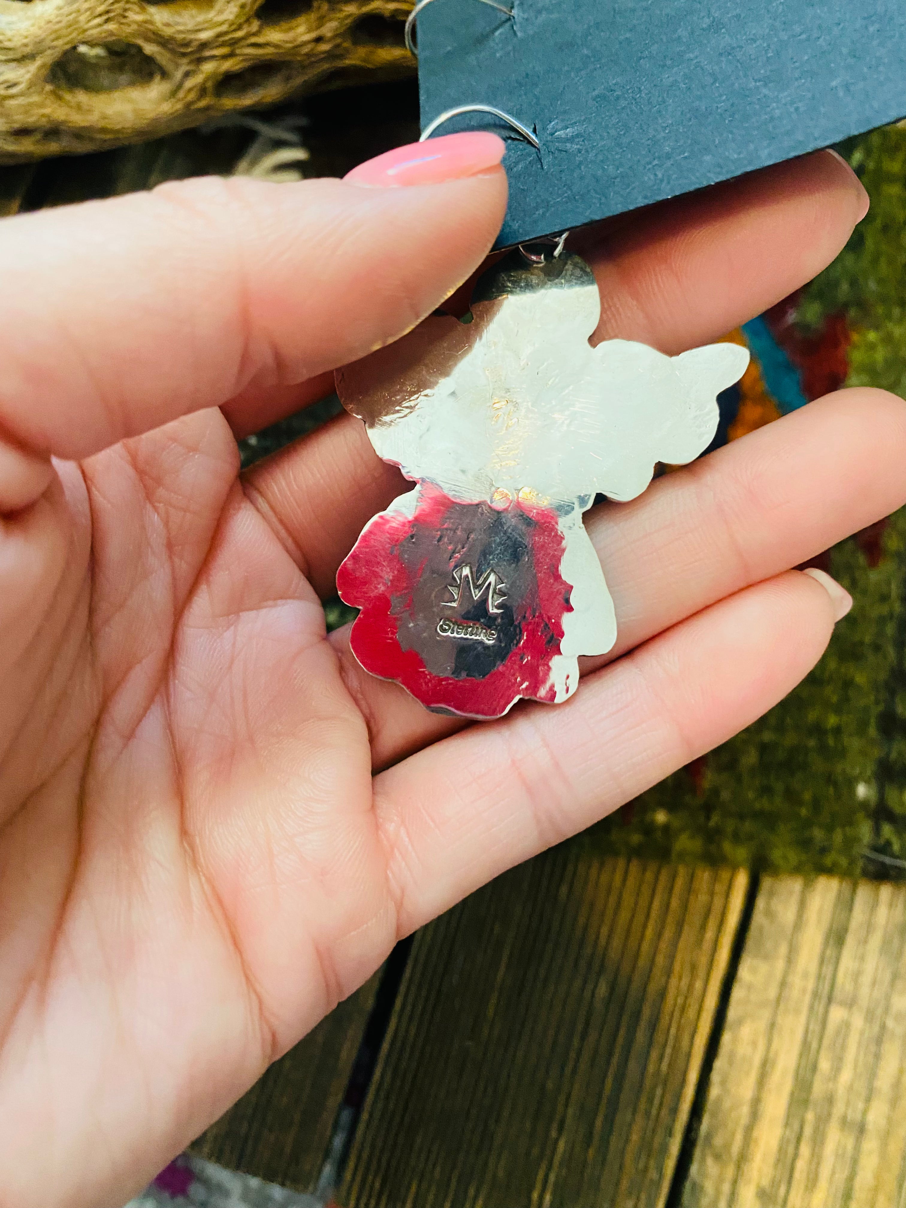 Handcrafted Jasper & Sterling Silver Angel Dangle Earrings