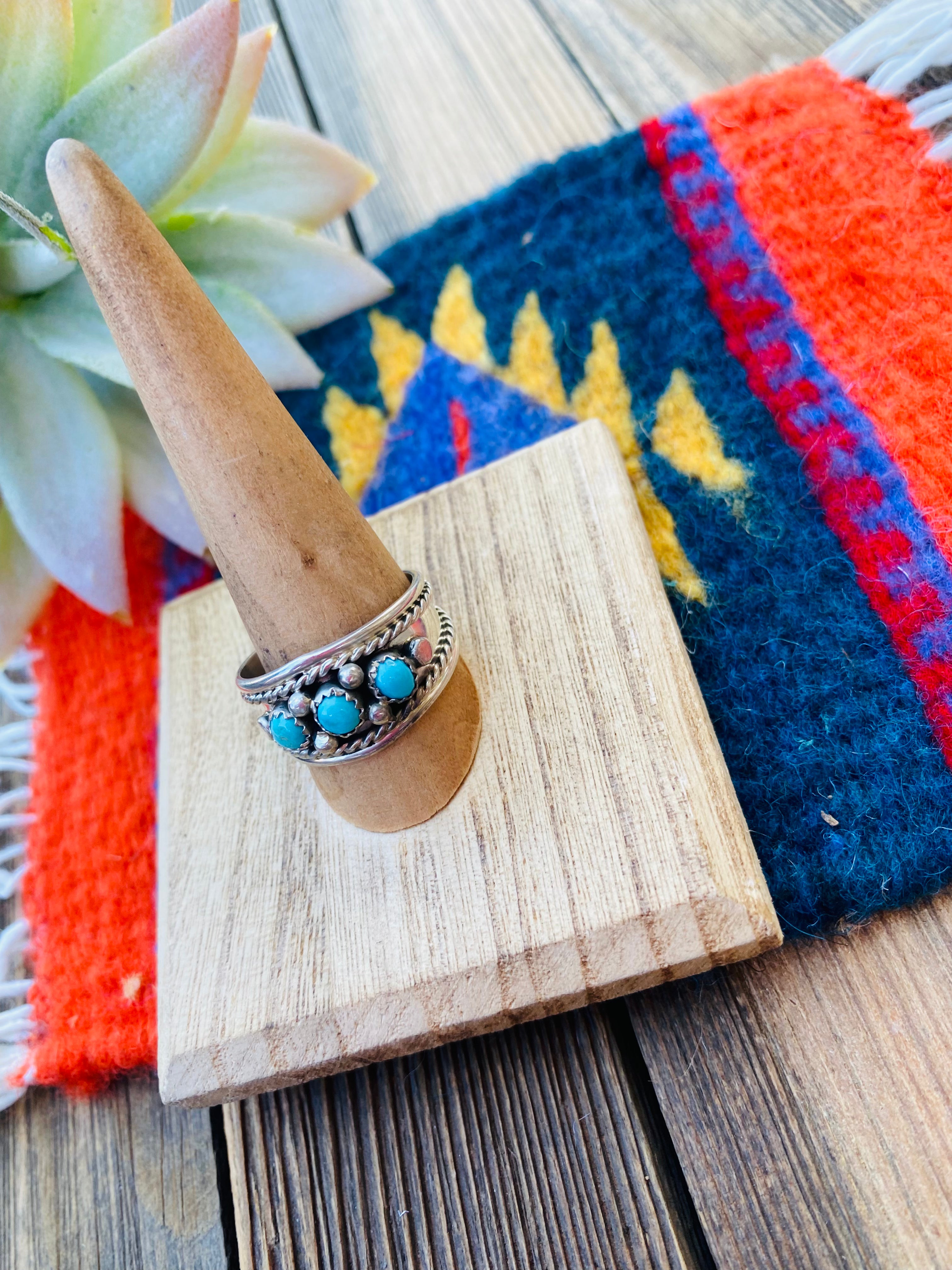 Handcrafted Turquoise and Sterling Silver Band Ring