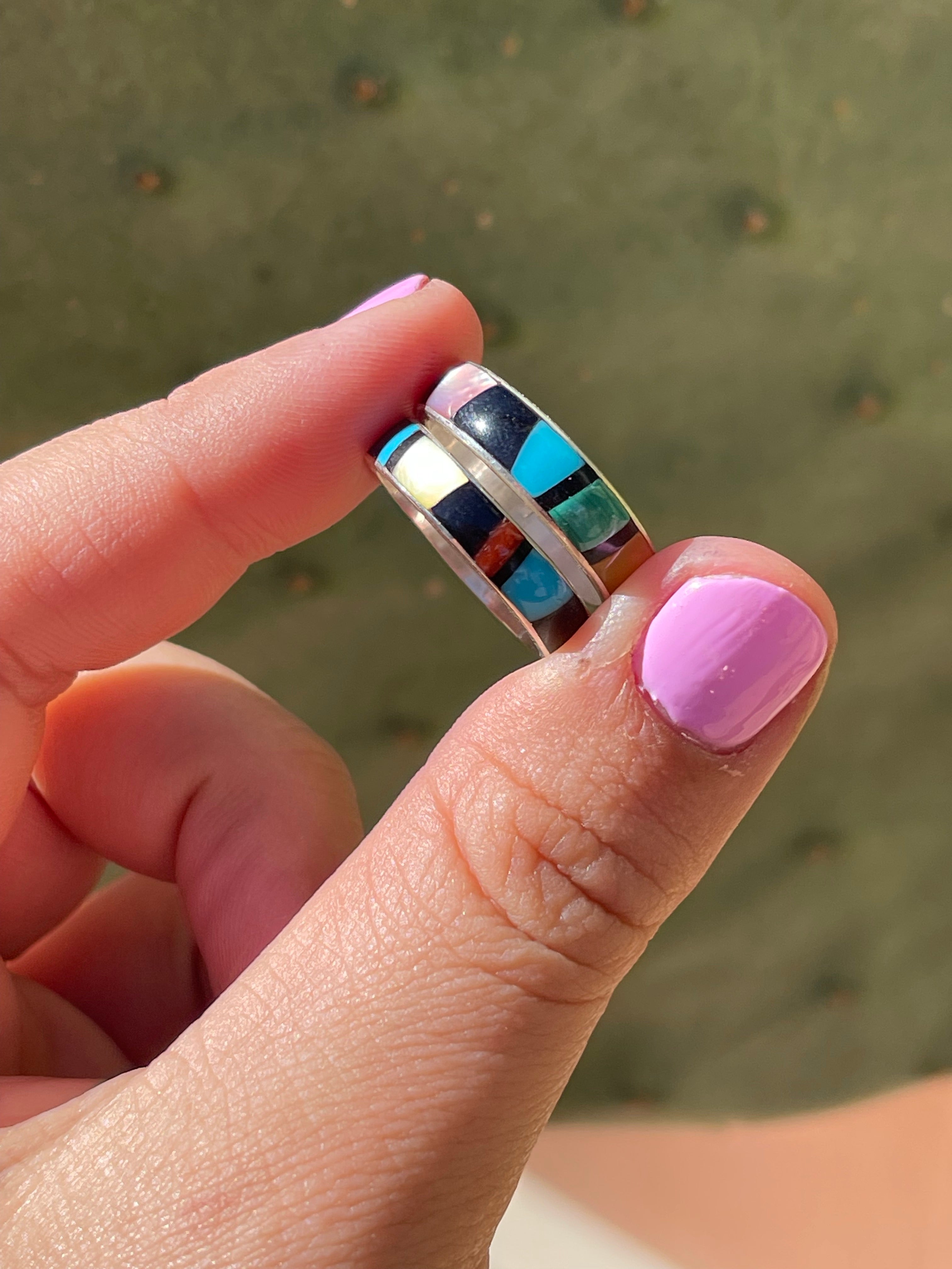 Handcrafted Multistone and Sterling Silver Inlay Stacker