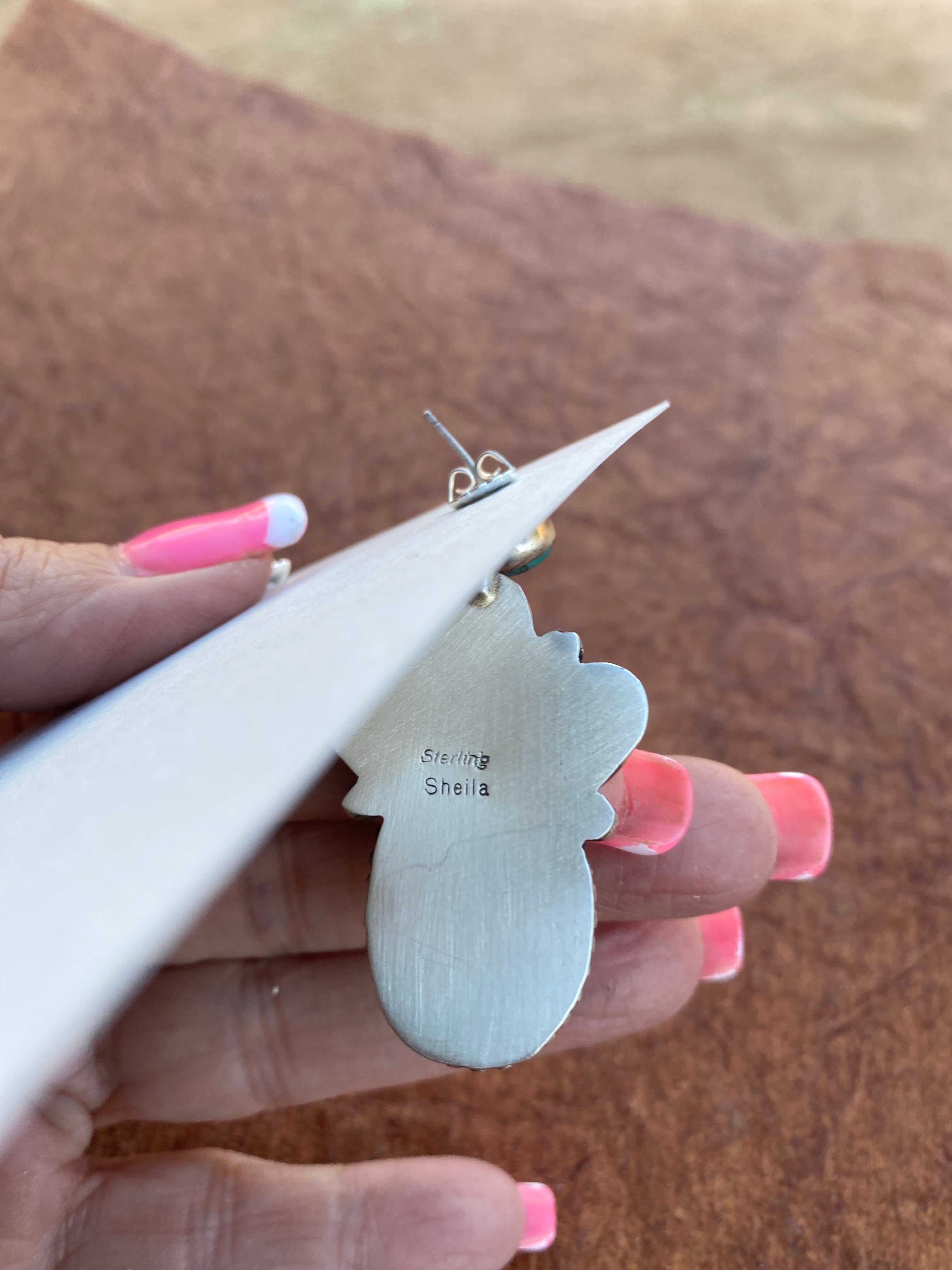 Handcrafted Royston Turquoise dangles by Sheila Becenti