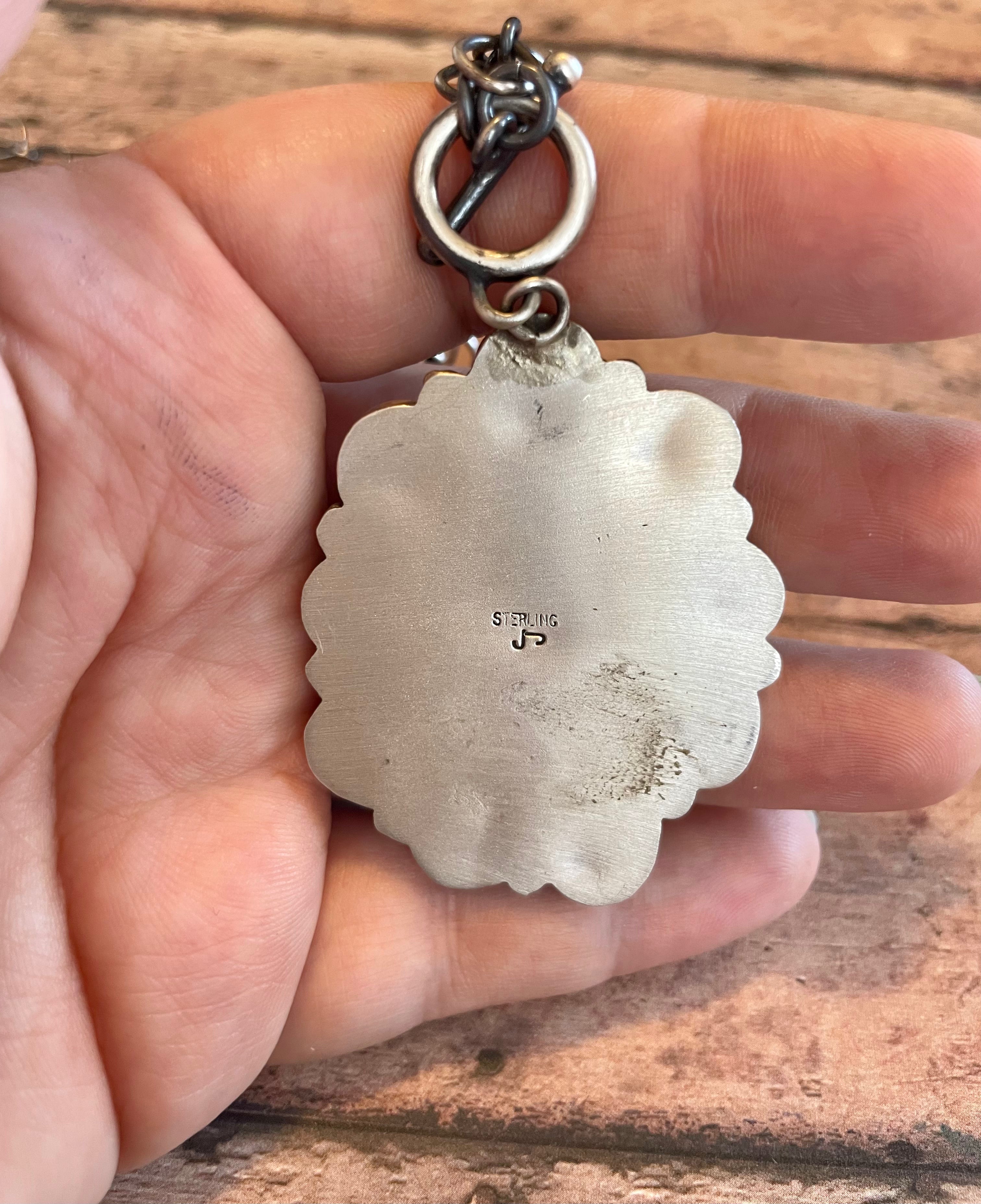 Handcrafted Sterling Silver & Carico Lake Turquoise Cluster Necklace