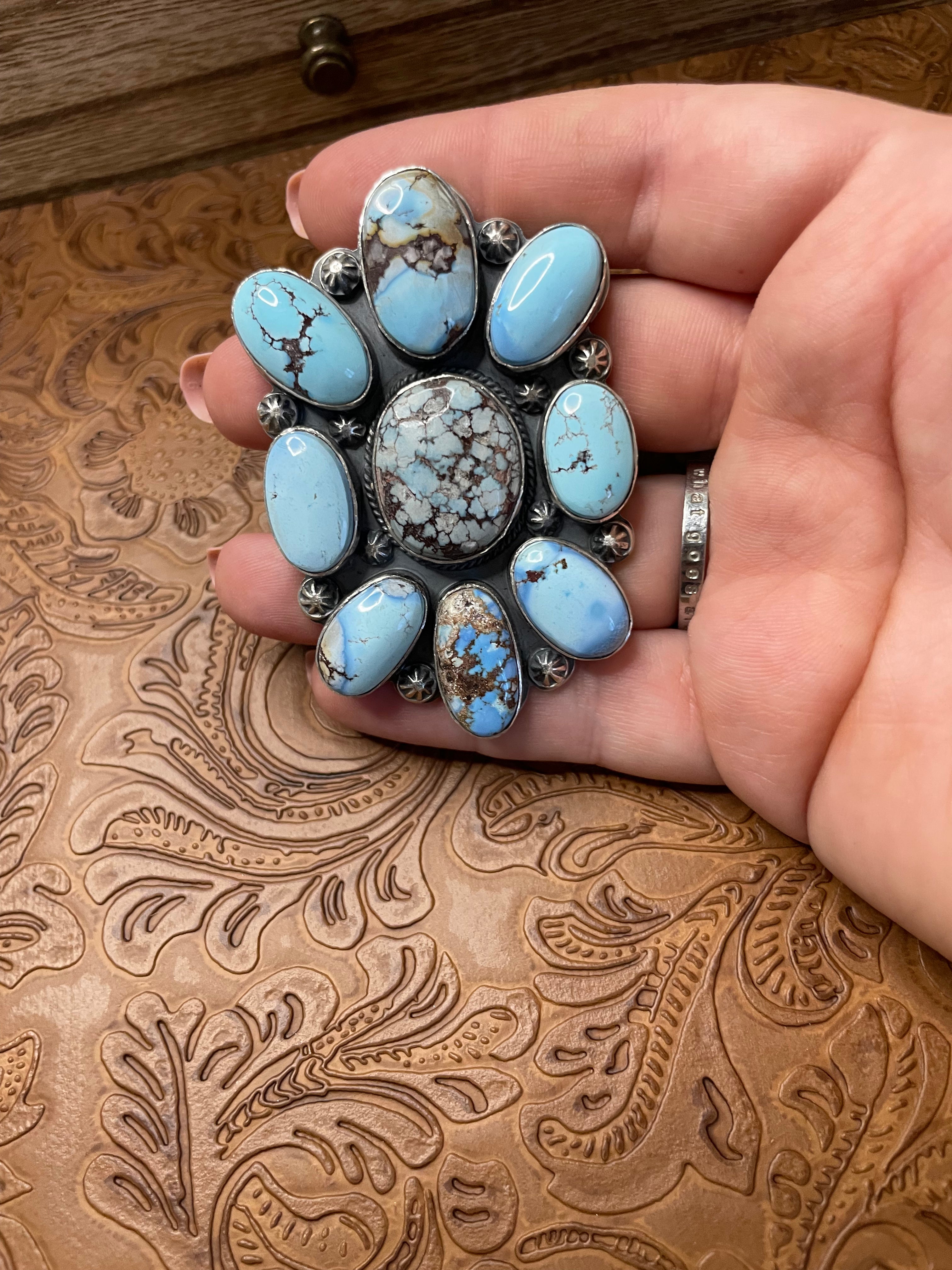Navajo Golden Hills Turquoise And Sterling Silver Adjustable by Tim Vandever