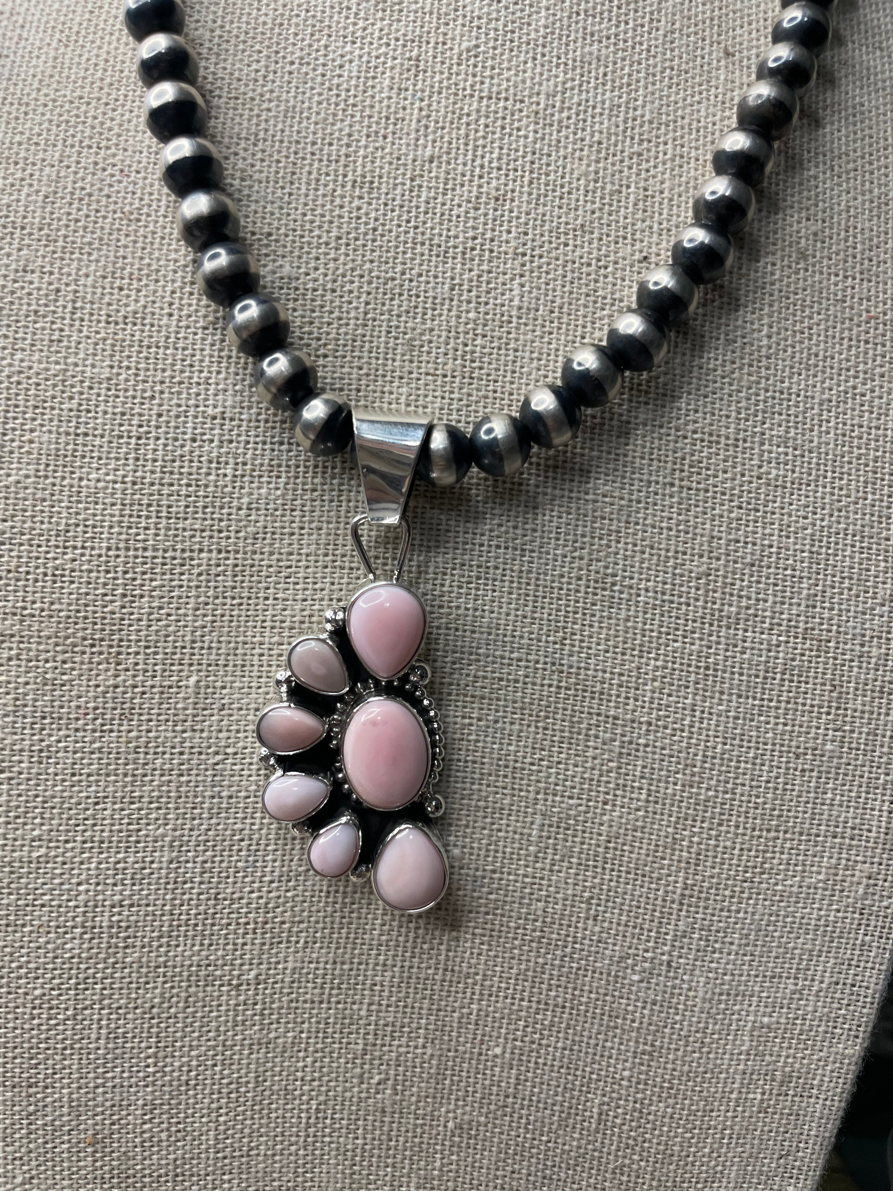 Handcrafted Queen Pink Conch Shell And Sterling Silver Pendant Signed Sheila