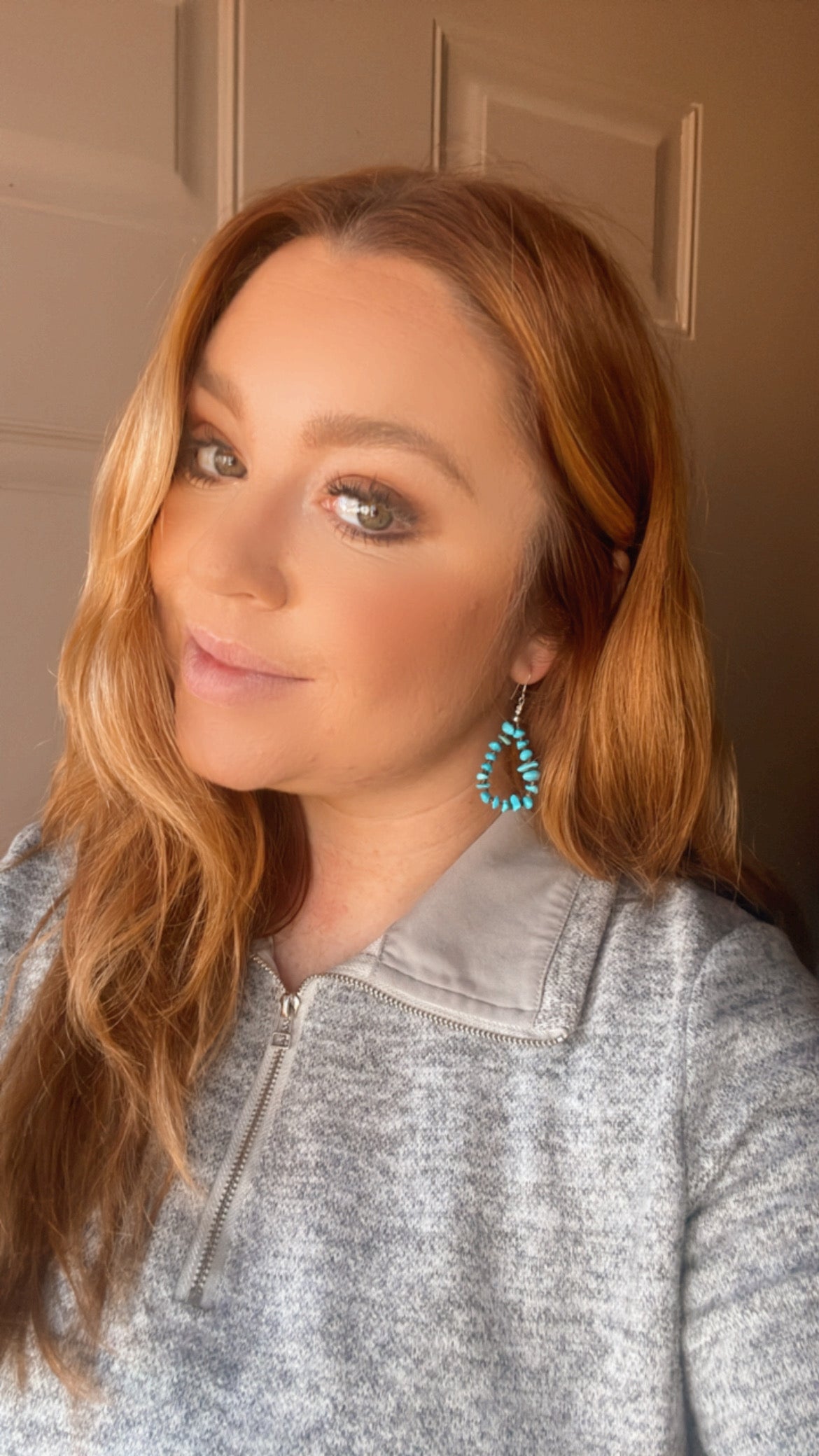 Handcrafted Sterling Silver Turquoise Chips Earrings-sm