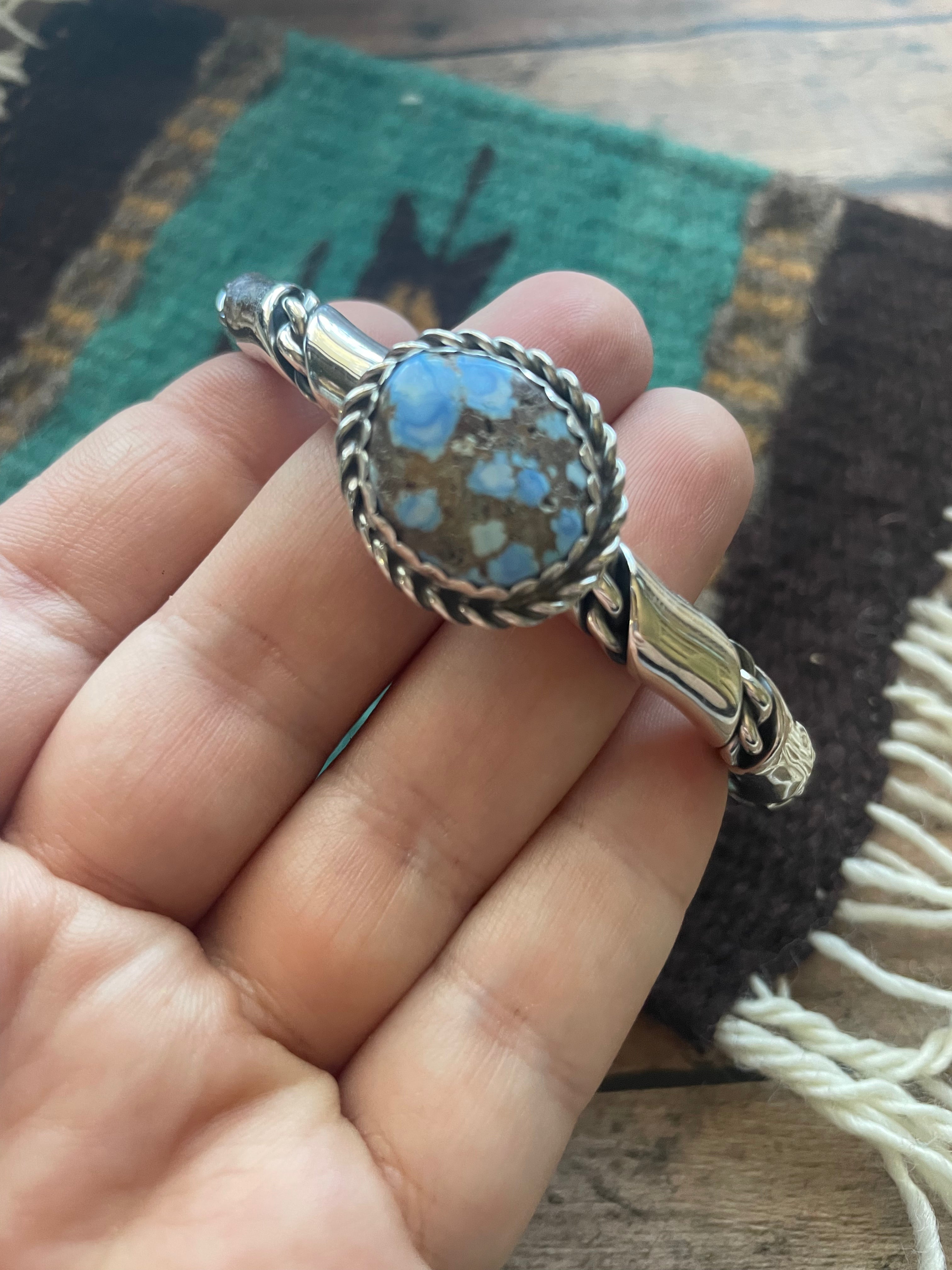 Handcrafted Golden Hills & Sterling Silver Cuff Bracelet Signed