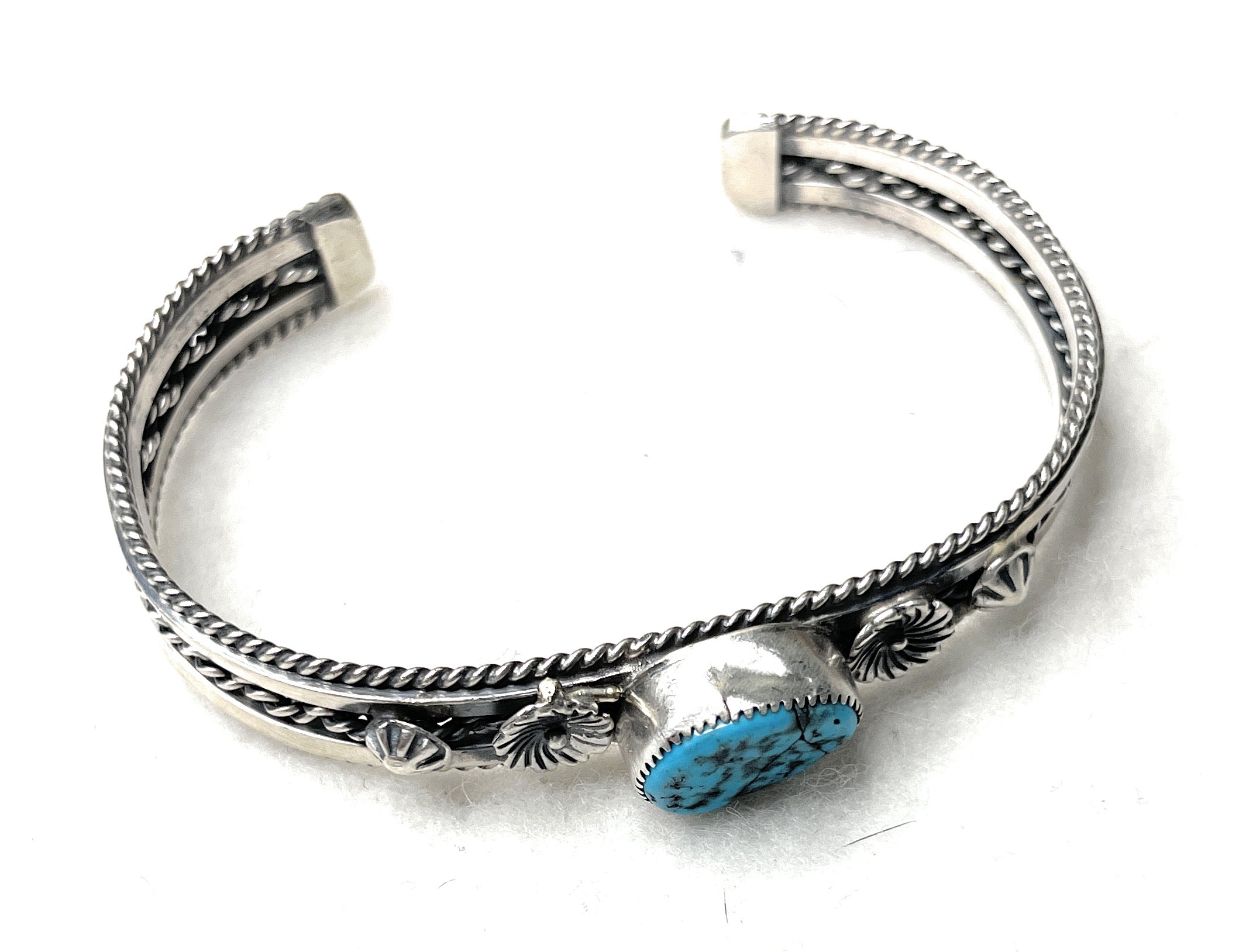 Handcrafted Kingman Turquoise Sterling Silver Cuff Bracelet