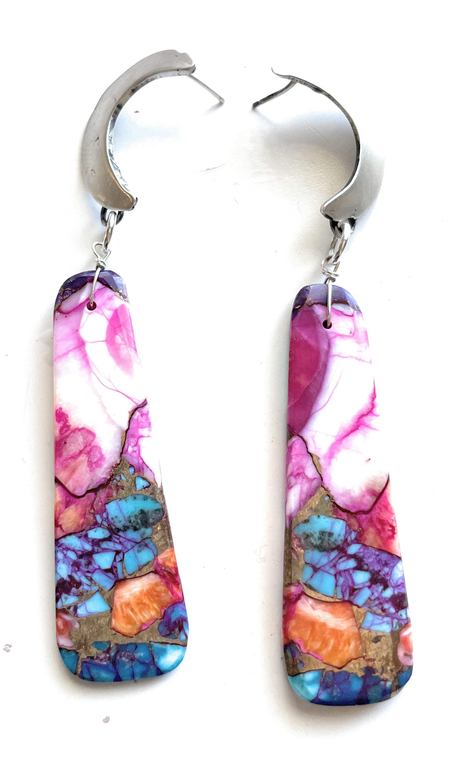 Pink Dream Mohave & Sterling Silver Moon Slab Dangles