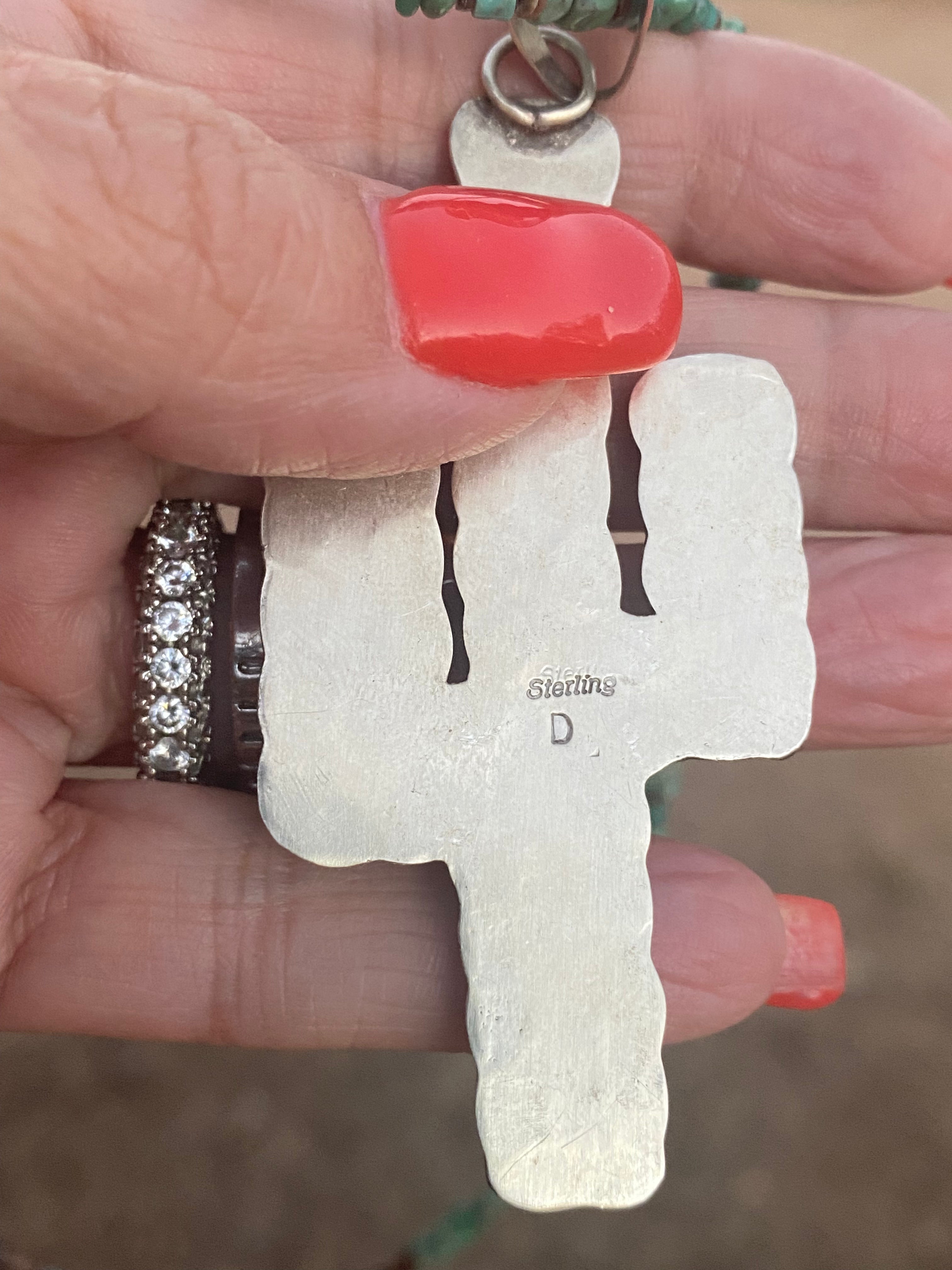 Handcrafted Royston Turquoise Saguaro Sterling Necklace