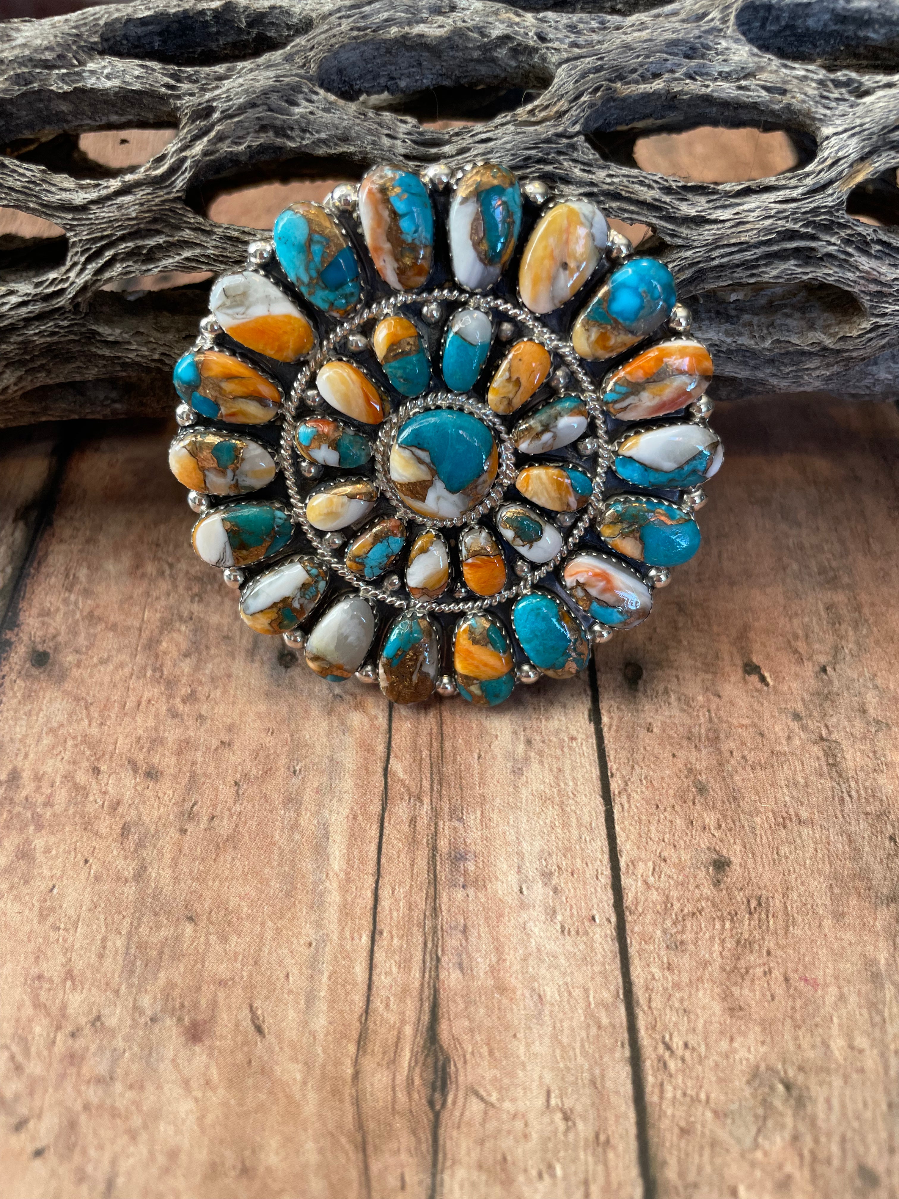 Navajo Sterling Silver And Multi Stone Spice Pendant Pin by Juliana Williams