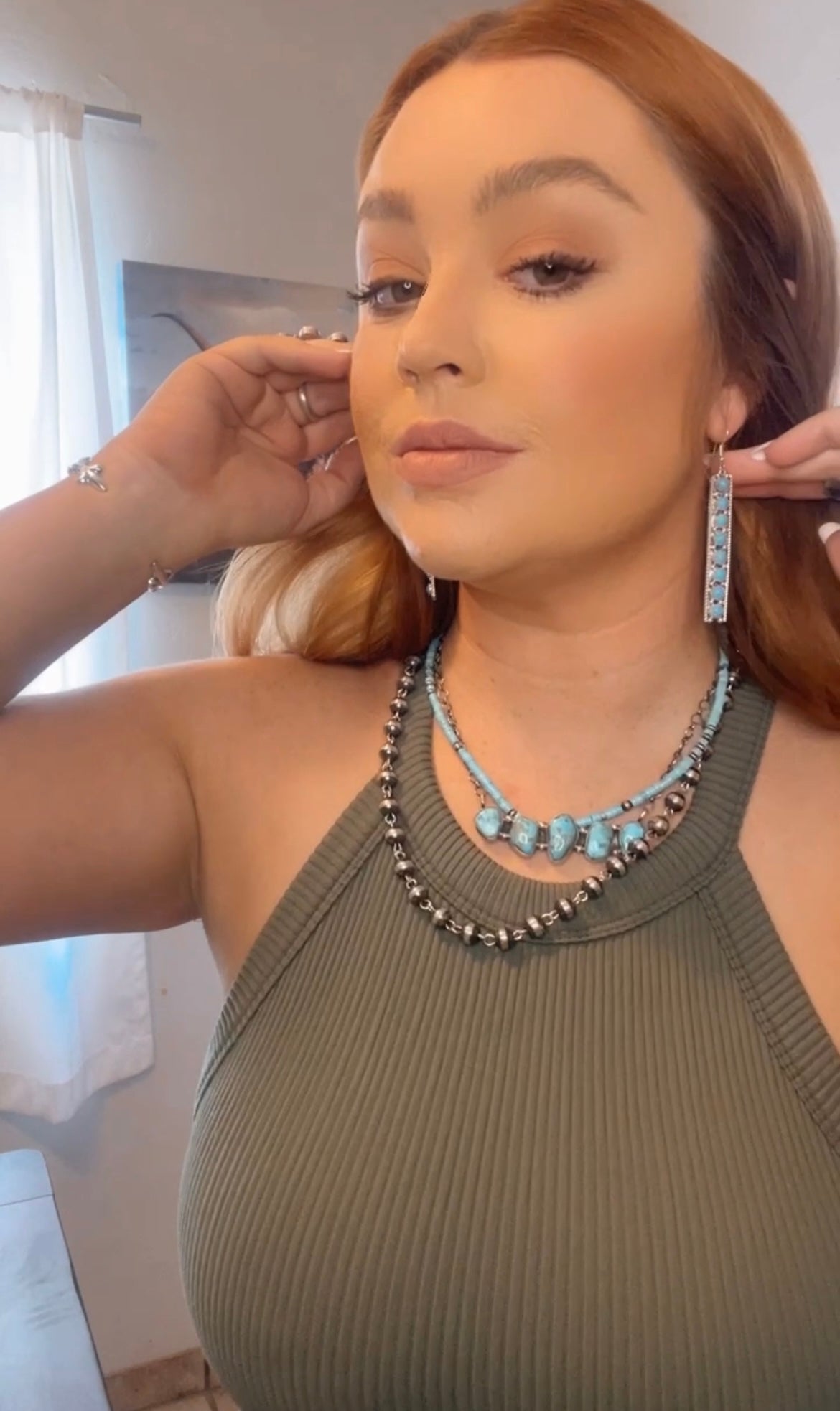 Handcrafted Sterling Silver & Turquoise Dangle Earrings