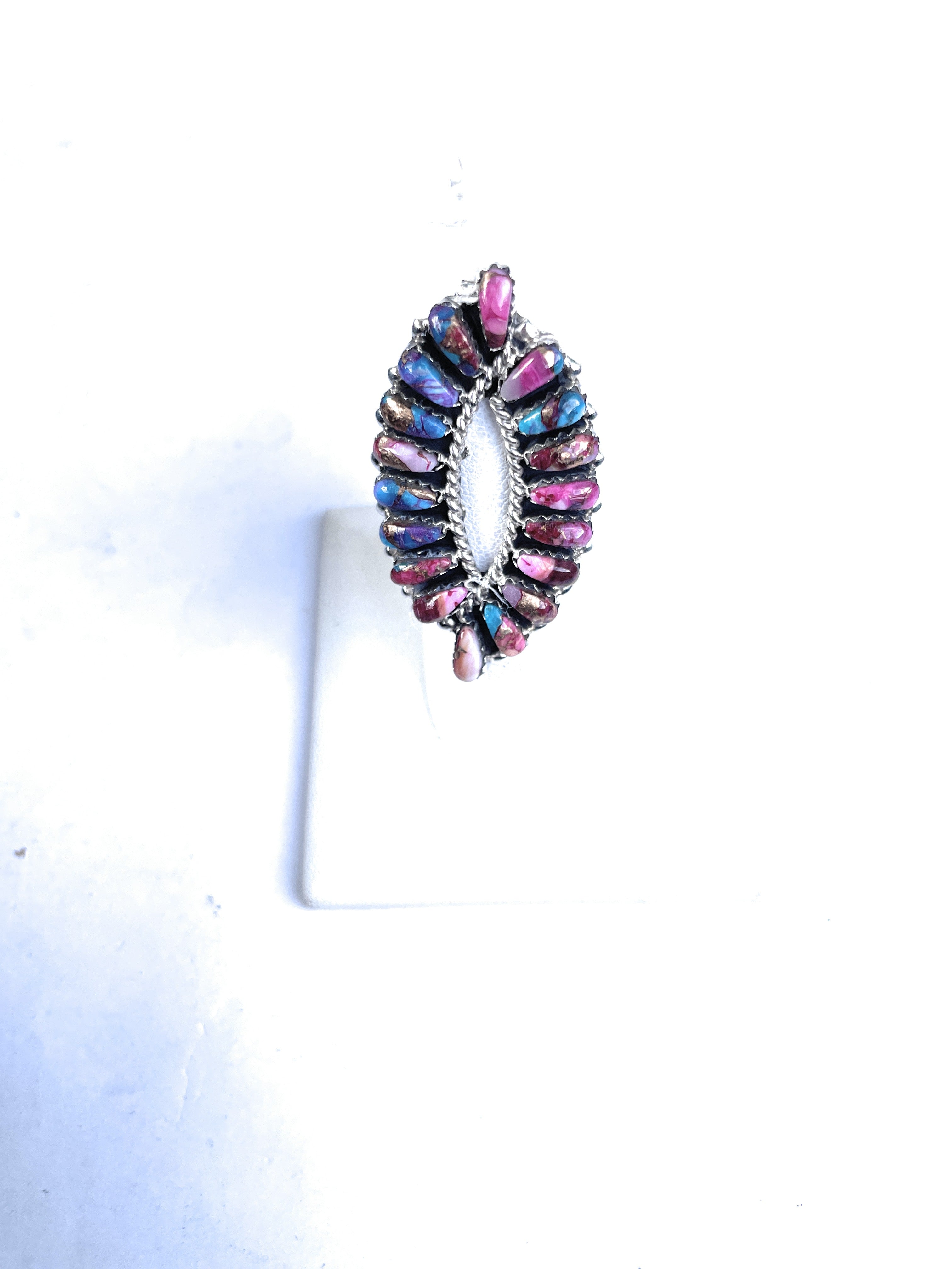 Handcrafted Double Swirl Purple Dream Sterling Silver Ring Signed