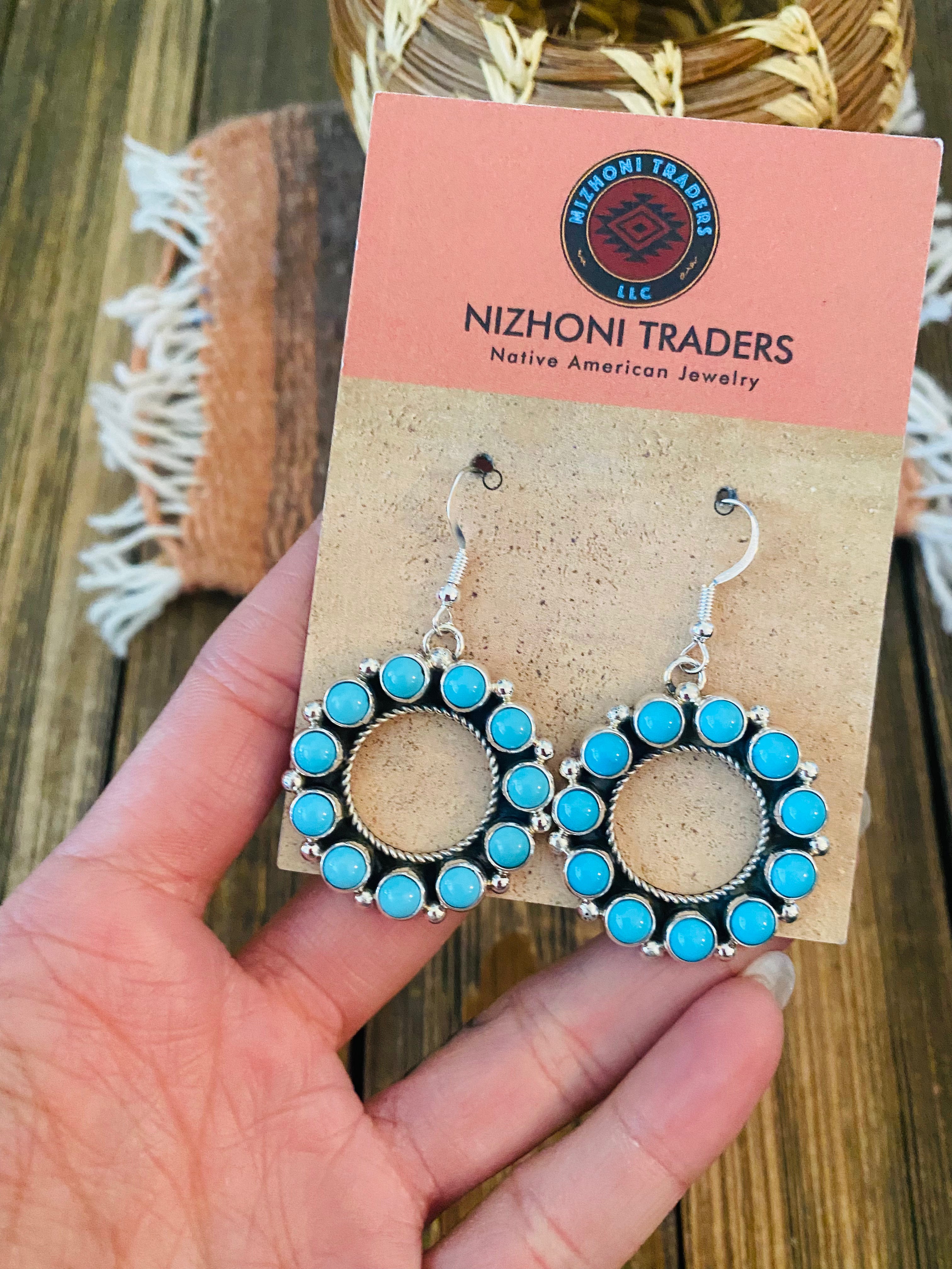 Handcrafted Sleeping Beauty Turquoise & Sterling Silver Dangle Earrings