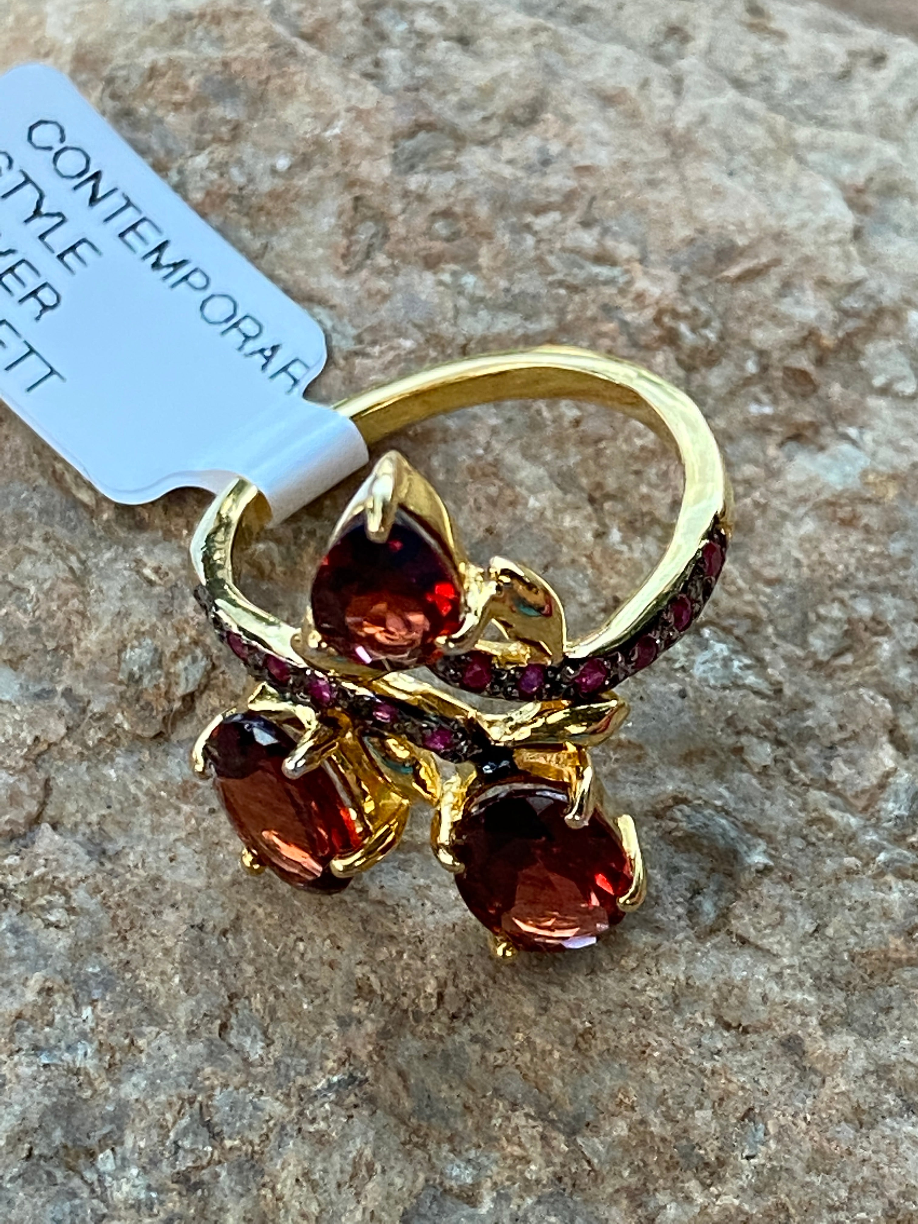 Handcrafted Garnet Ruby Sterling Ring 6