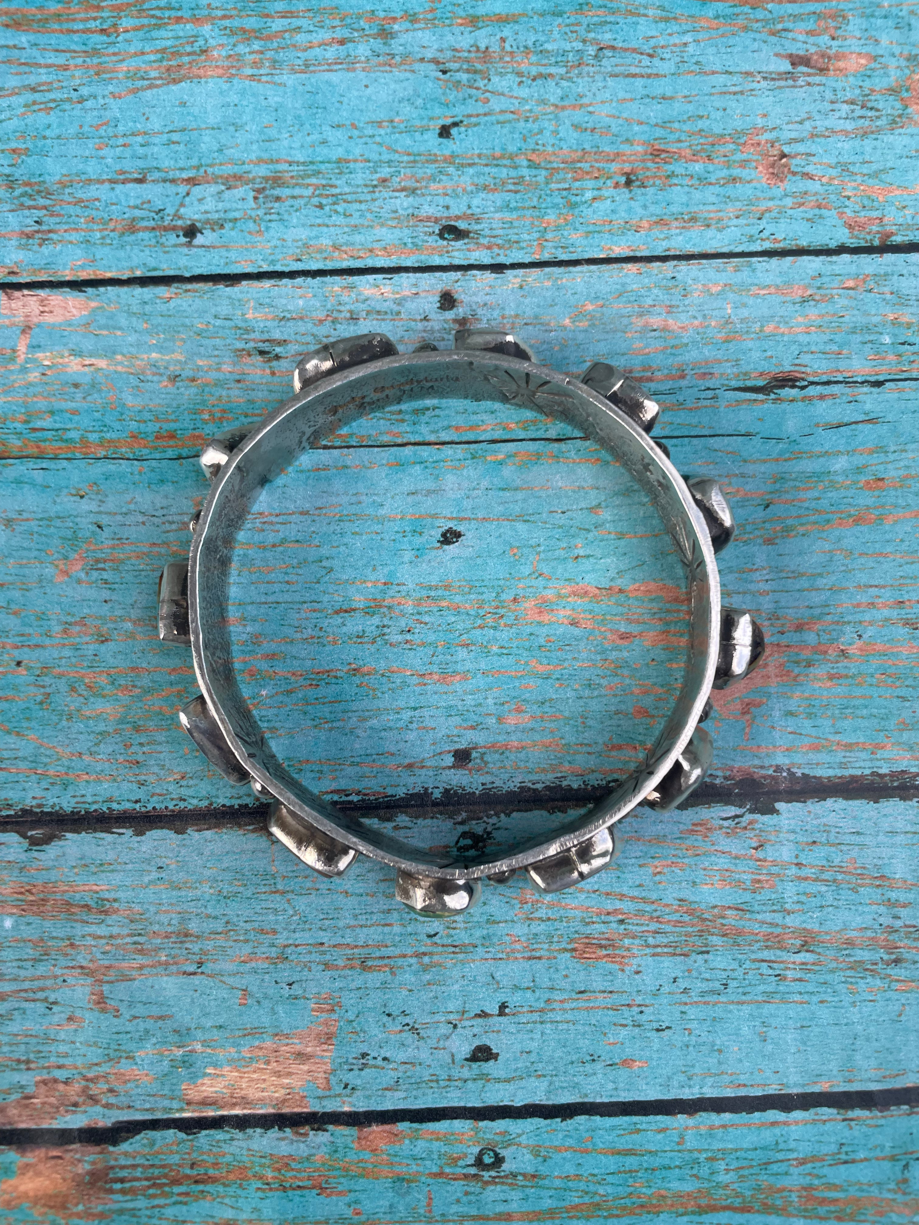 Zuni Native Royston Turquoise Sterling Silver Bangle By Jude Candeleria