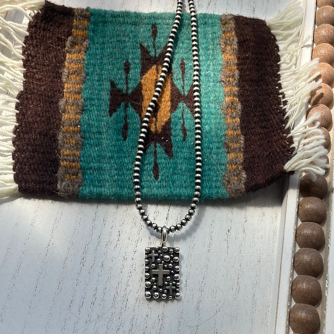 Beautiful Handcrafted Sterling Silver Cross Pendant Signed Akee Douglas