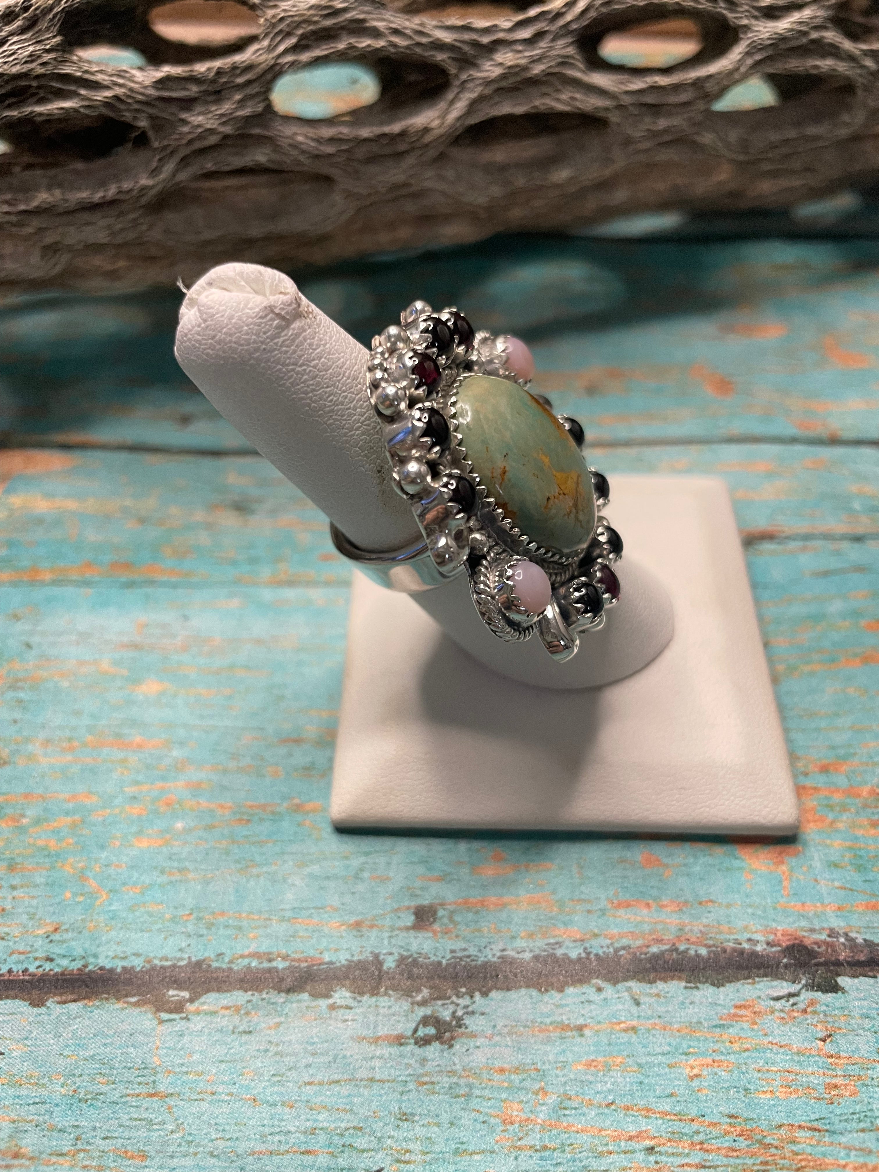 Handmade Royston Turquoise Adjustable Oval Ring