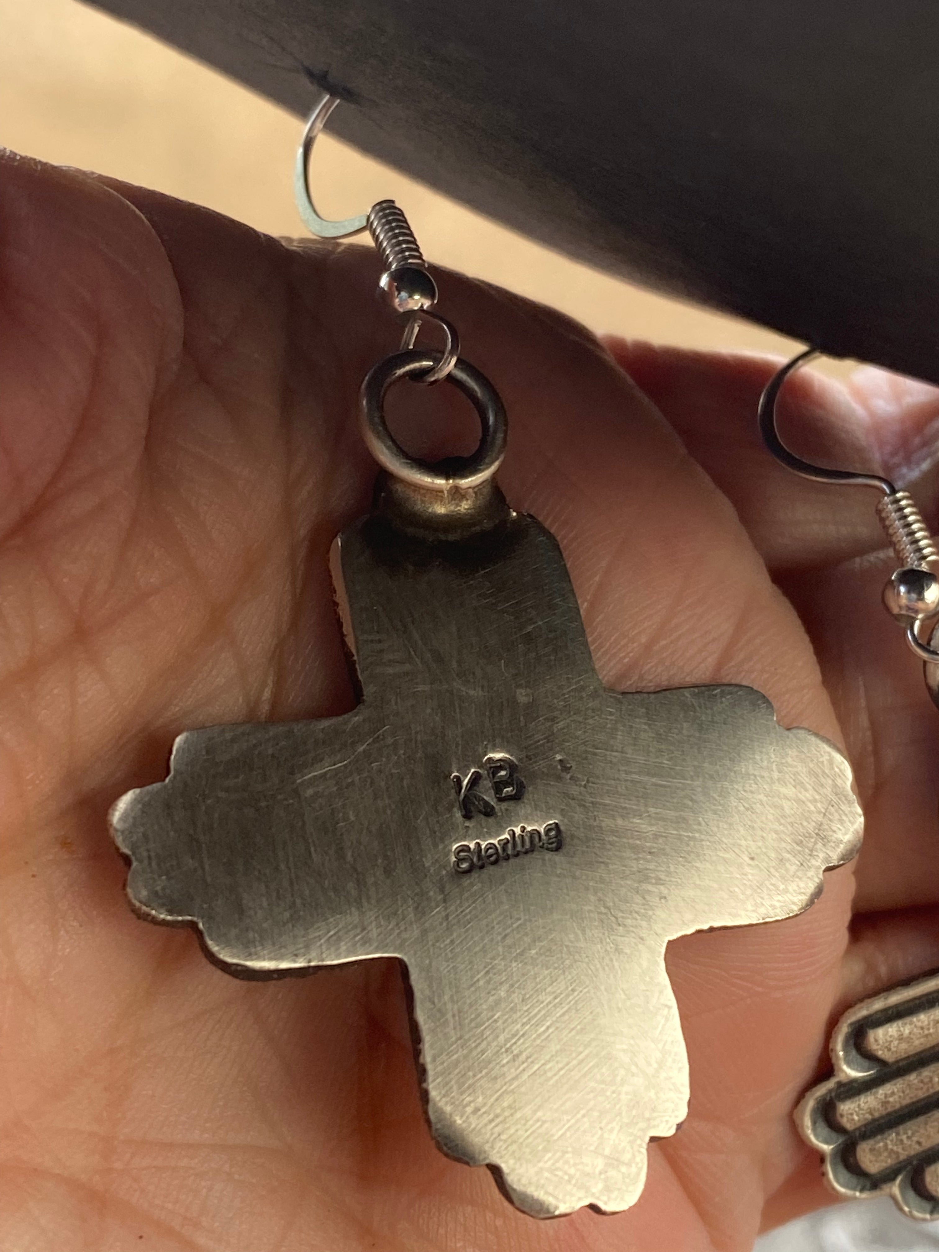 Handcrafted Turquoise & Sterling Silver Zia Dangle Earrings By Kevin Billah