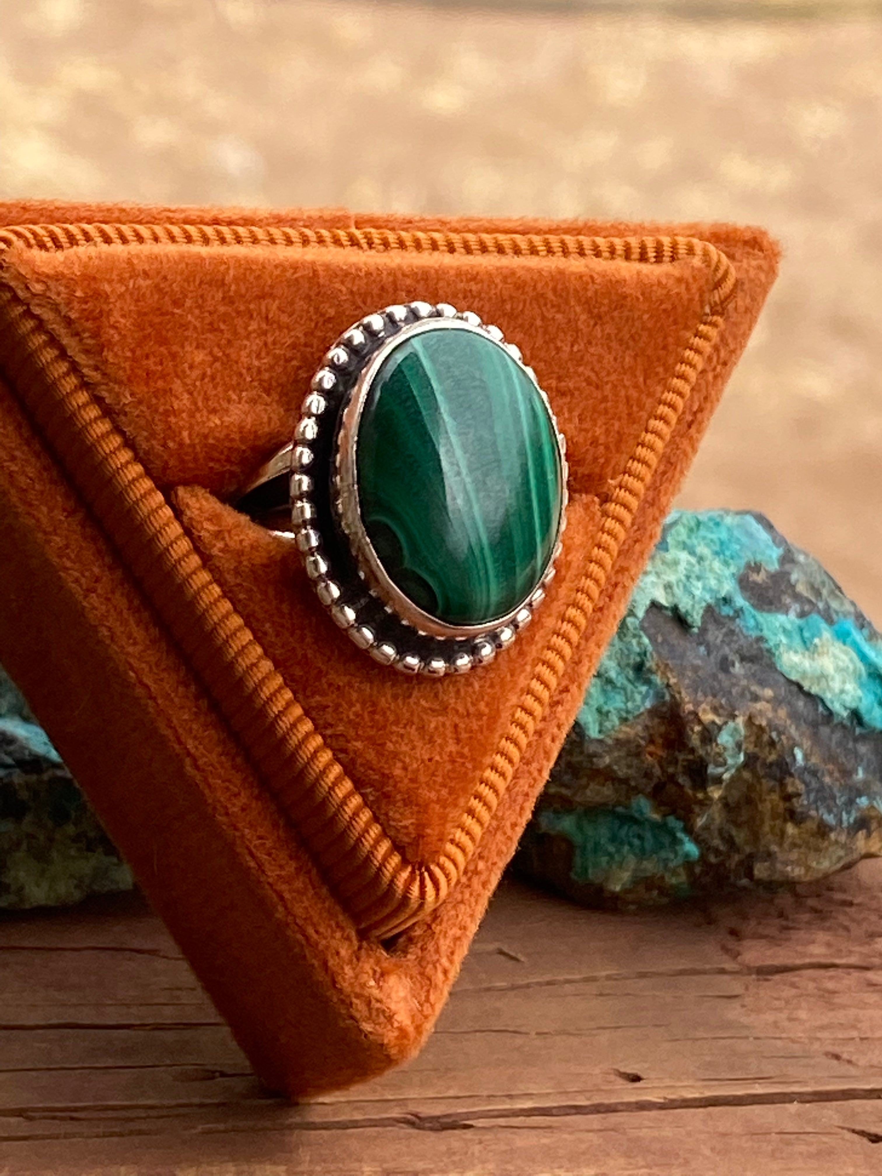 Handcrafted Malachite & Sterling Silver Rings
