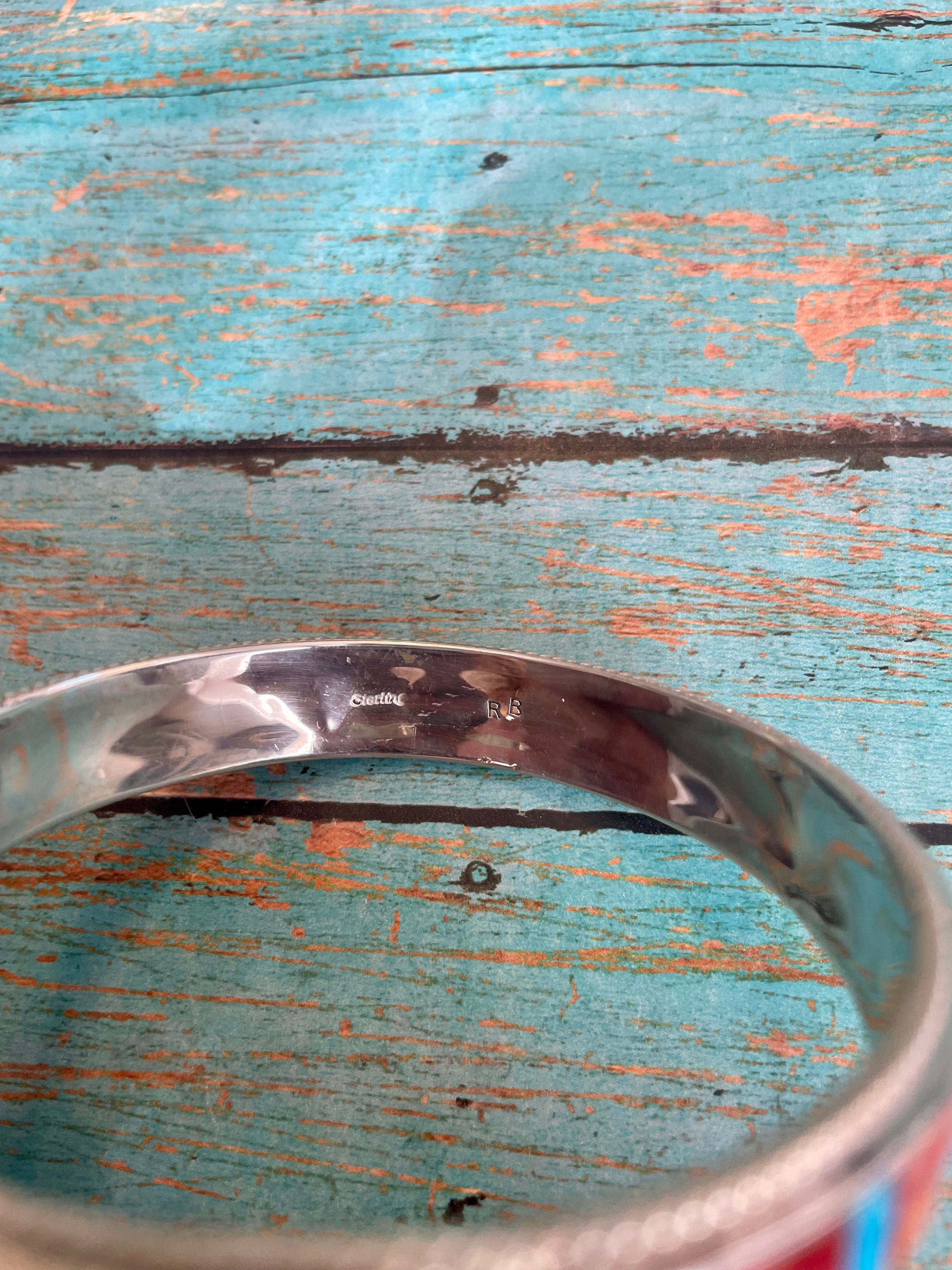 Navajo Turquoise & Spiny Inlay Sterling Silver Bangle