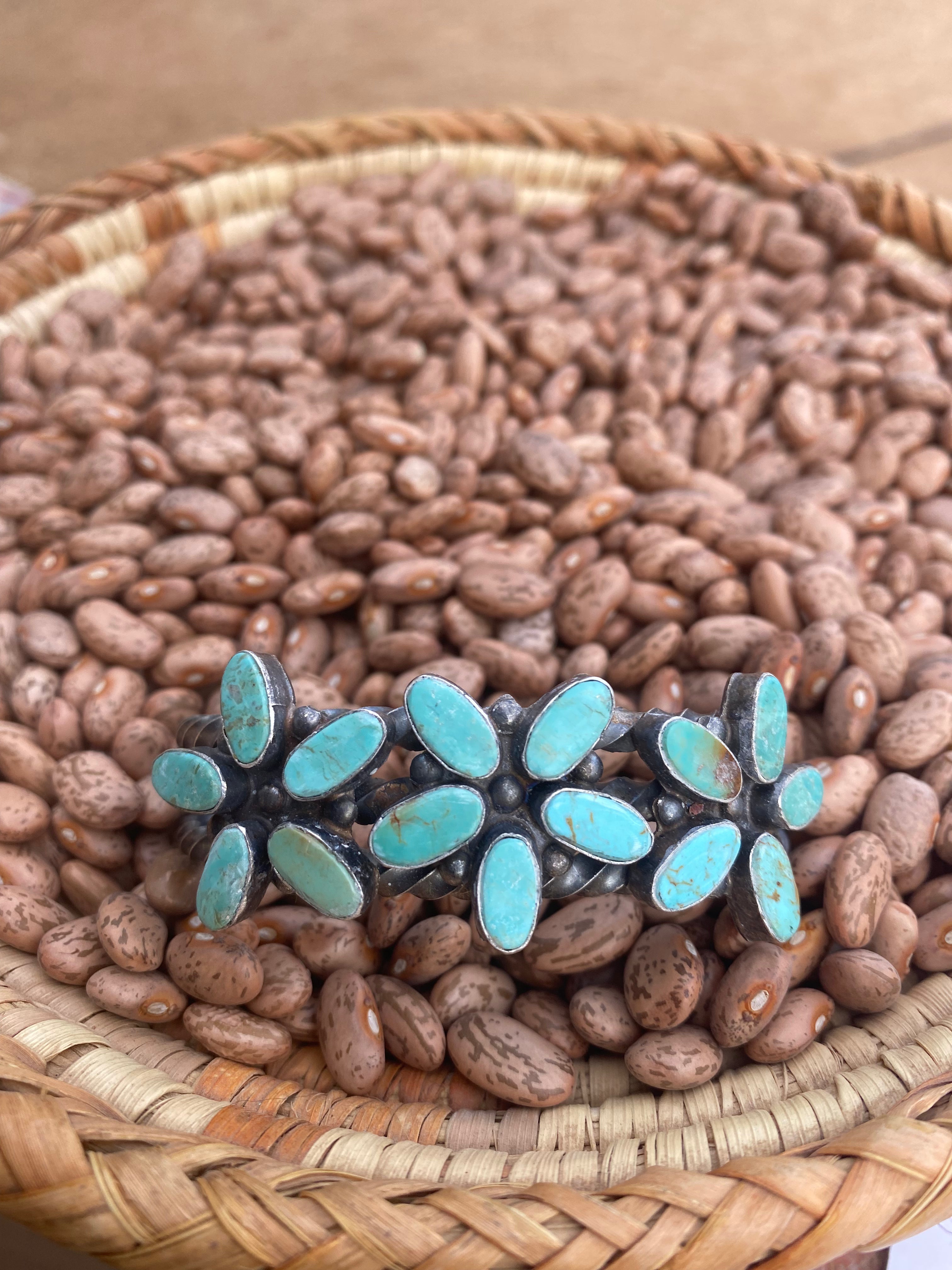 Jacqueline Silver Royston Turquoise & Sterling Cluster Cuff