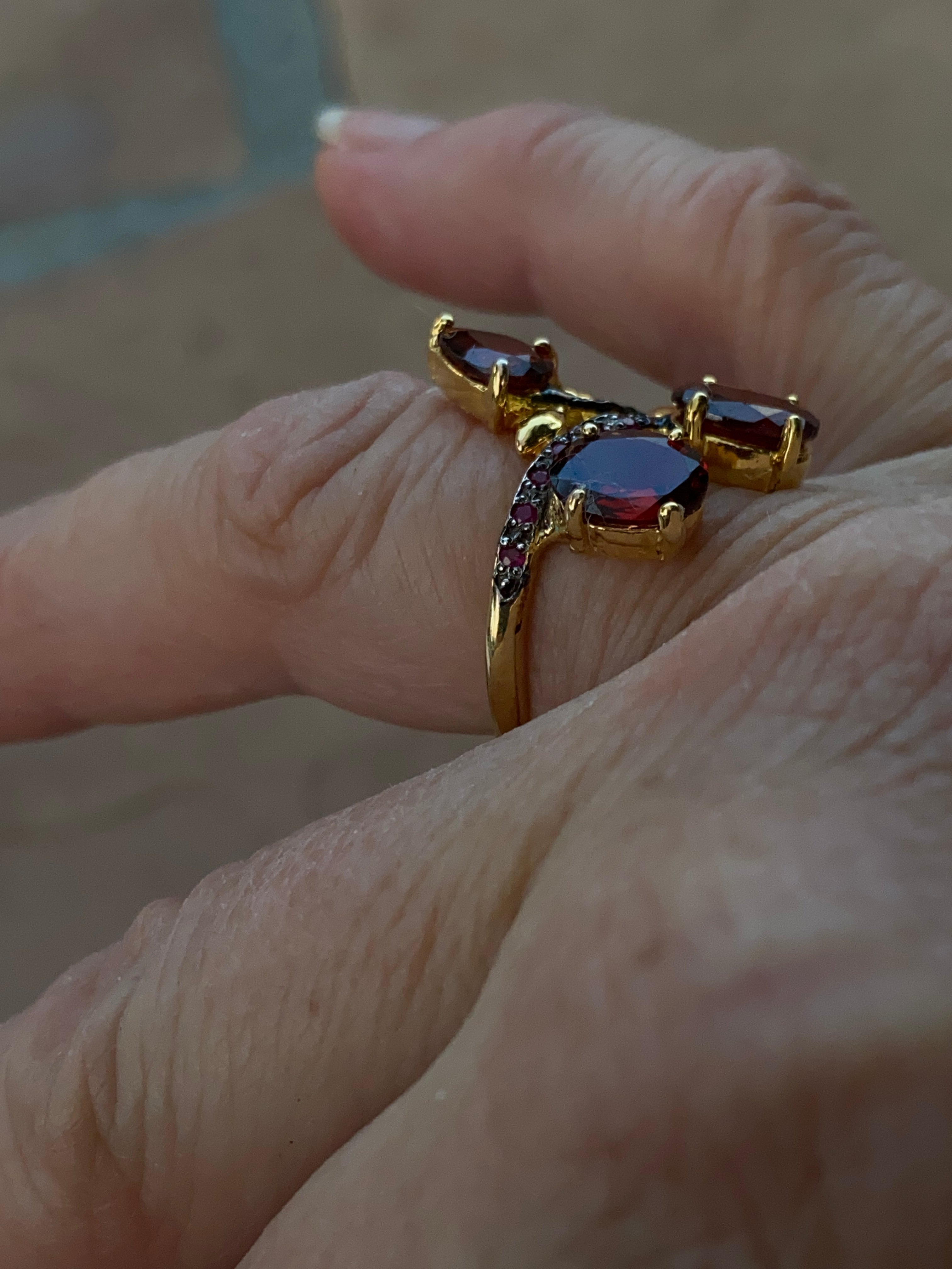 Handcrafted Garnet Ruby Sterling Ring 6