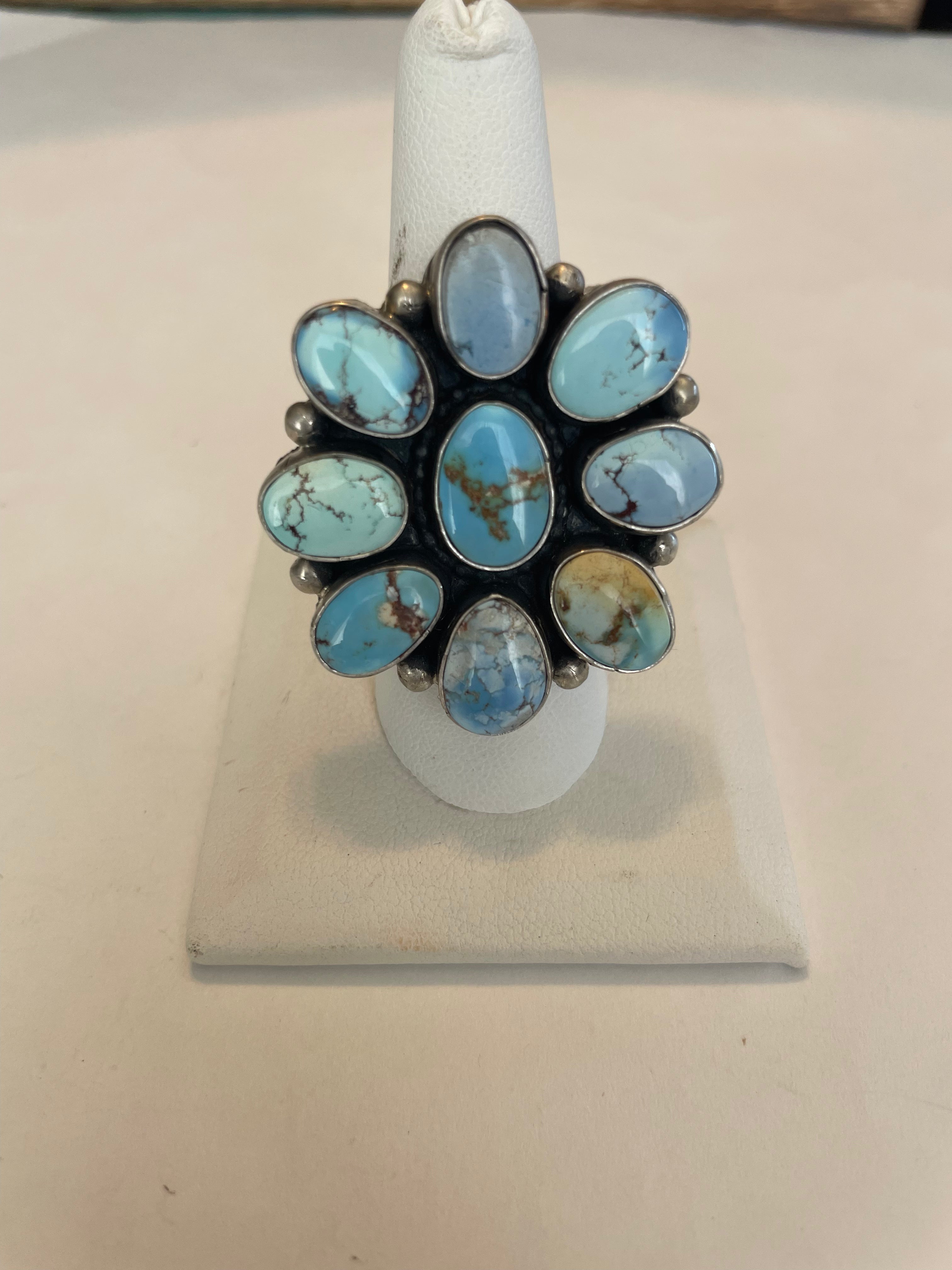 Handcrafted Golden Hills Turquoise & Sterling Silver Adjustable Ring