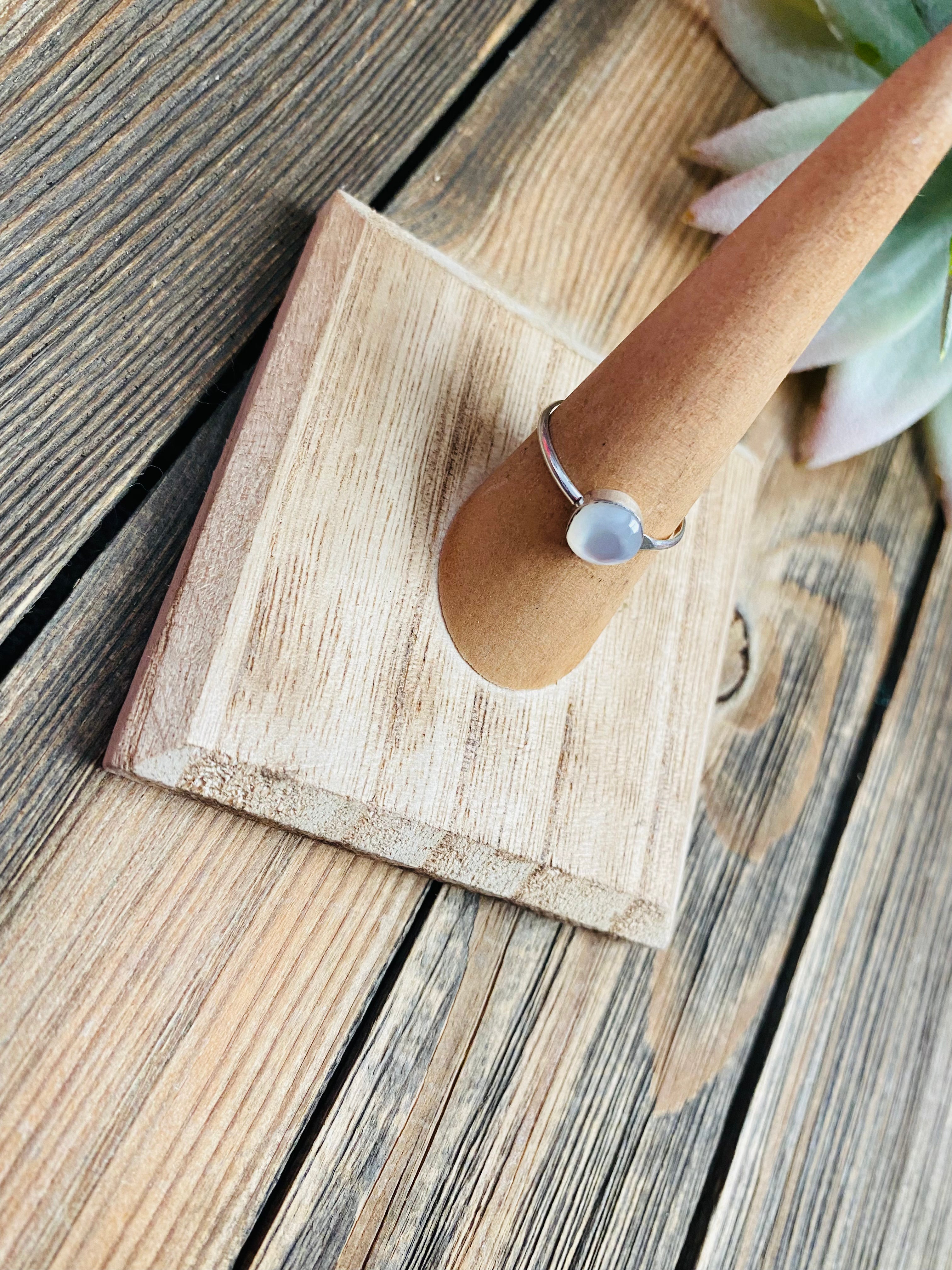 Handcrafted Mother of Pearl & Sterling Silver Ring