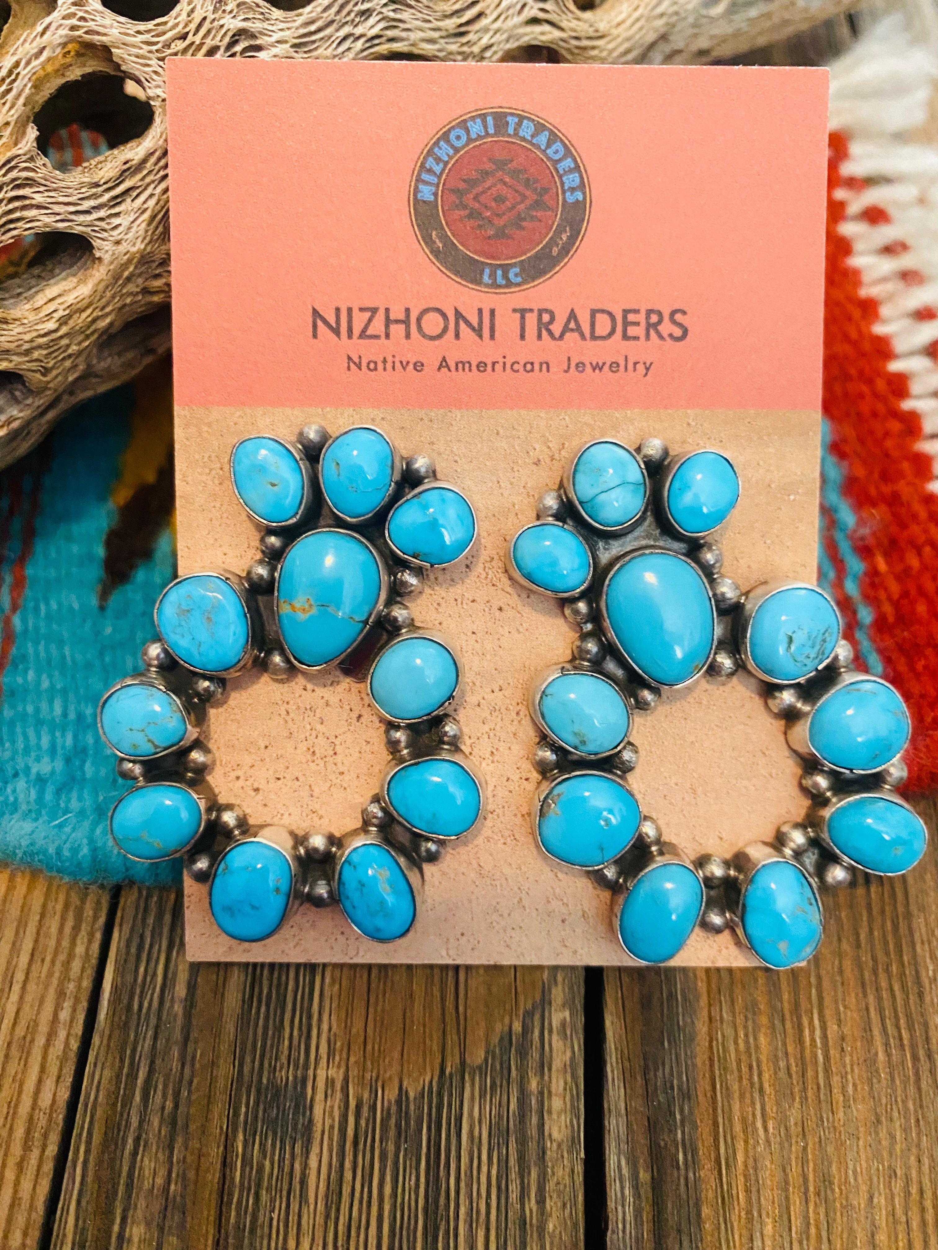 Handcrafted Sleeping Beauty Turquoise & Sterling Silver Dangle Earrings