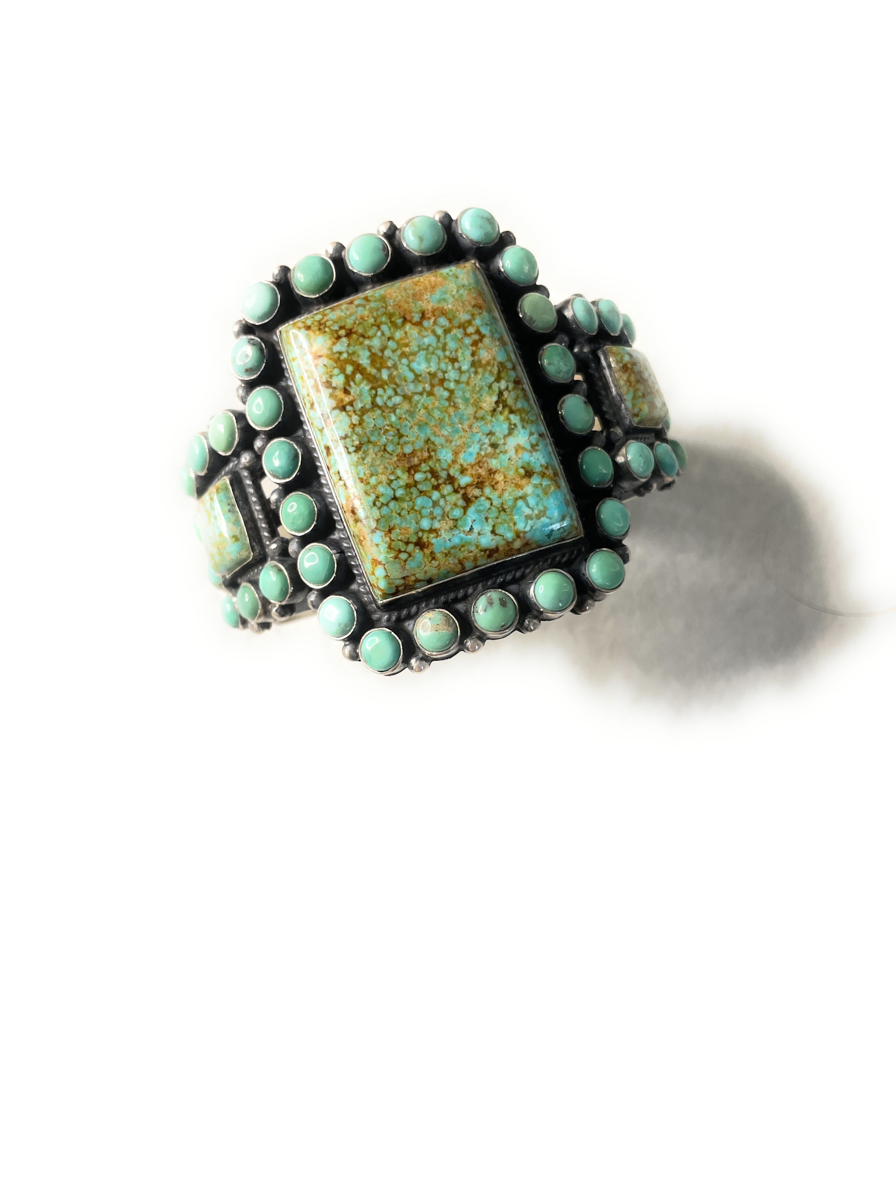 Anthony Skeets Handcrafted Turquoise & Sterling Silver Cuff Bracelet Signed /