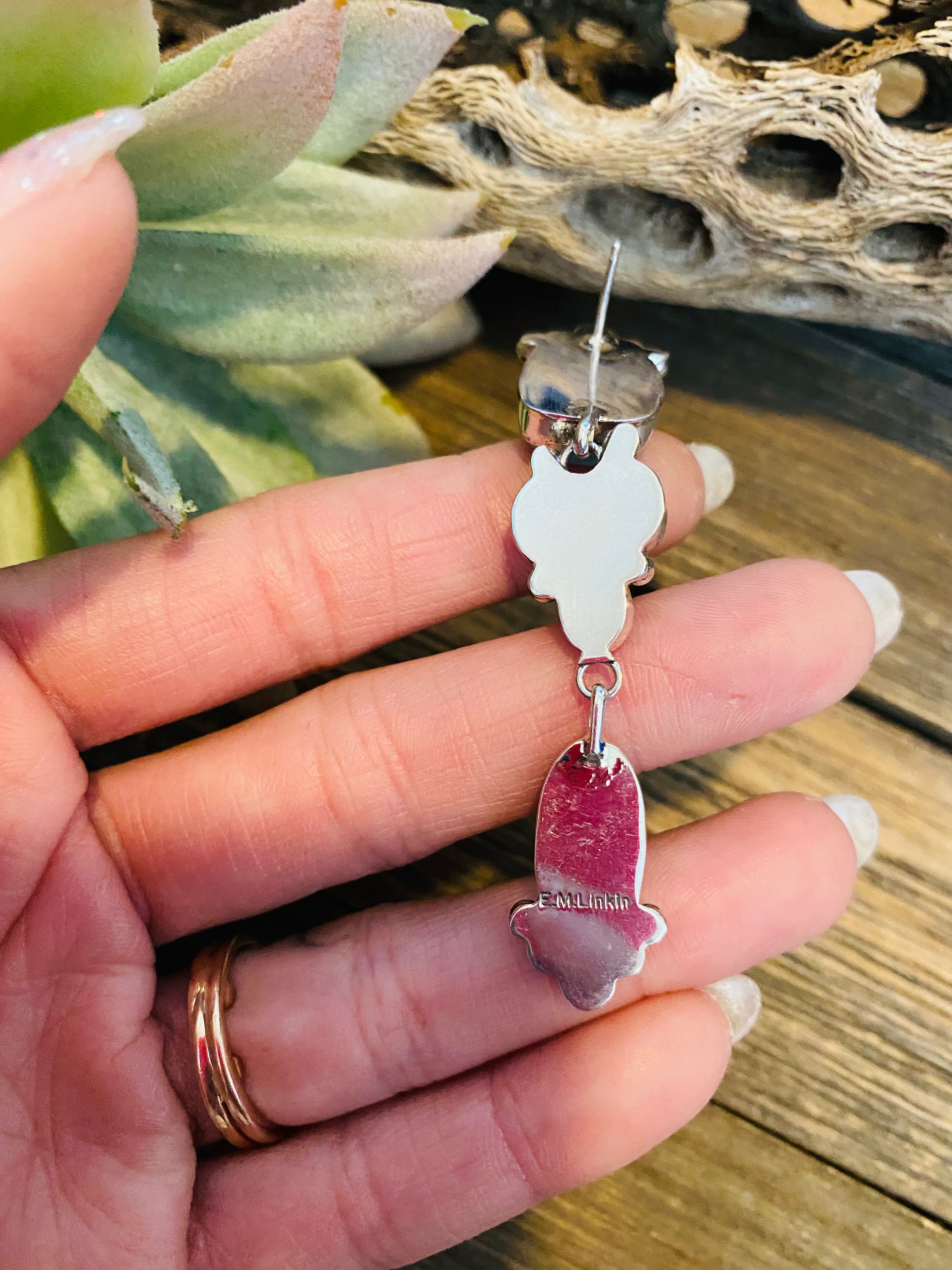 Handcrafted Turquoise & Sterling Silver Dangle Earrings