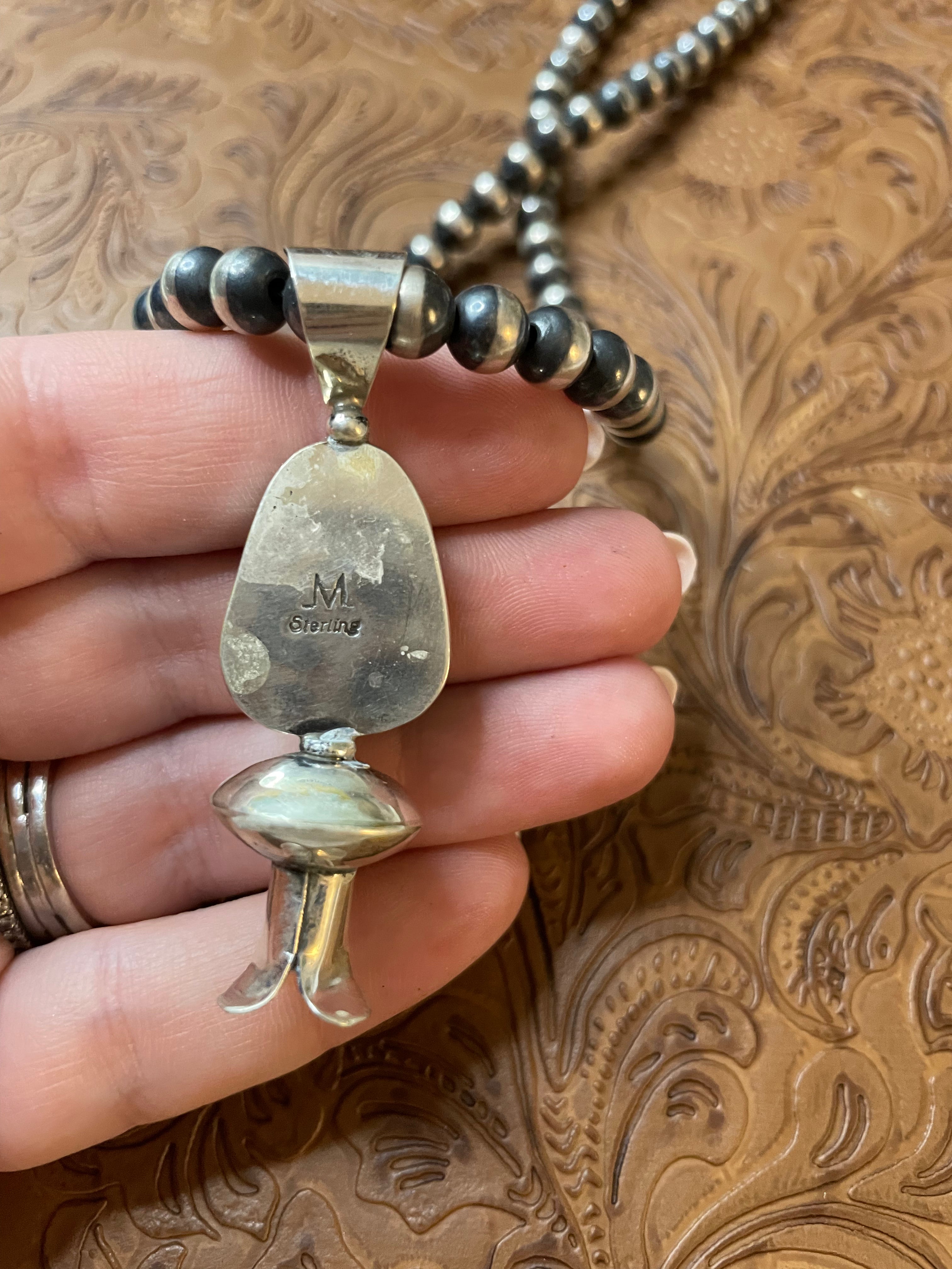 Handcrafted & Handmade Sterling Silver Blue Turquoise Blossom Pendant