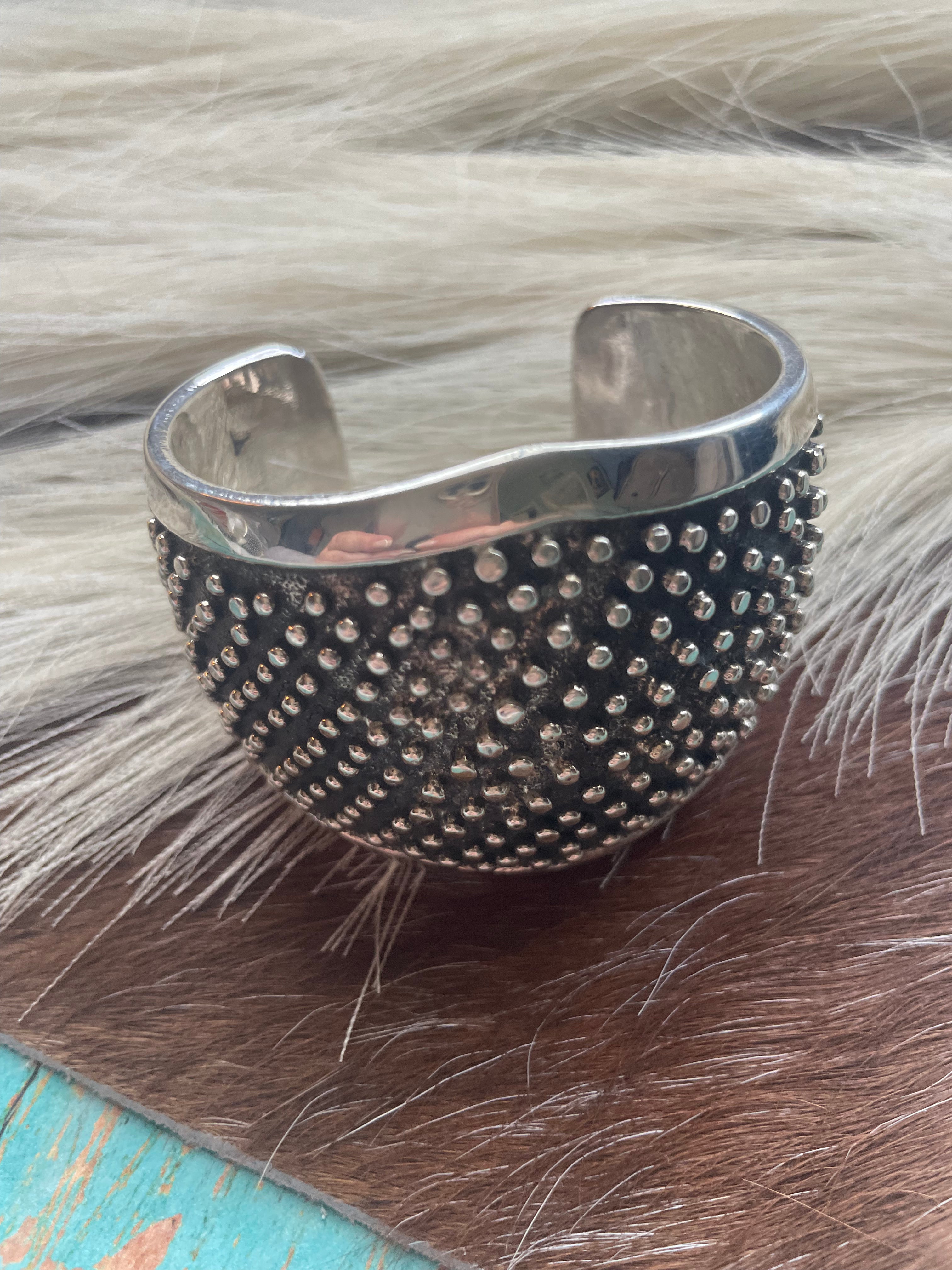Handcrafted Sterling Silver Cuff Bracelet Signed